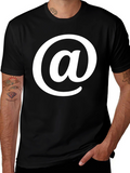 Black T-Shirt with White At Symbol Design