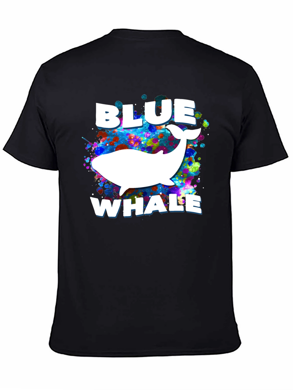Blue Whale Graphic Print Black T-Shirt