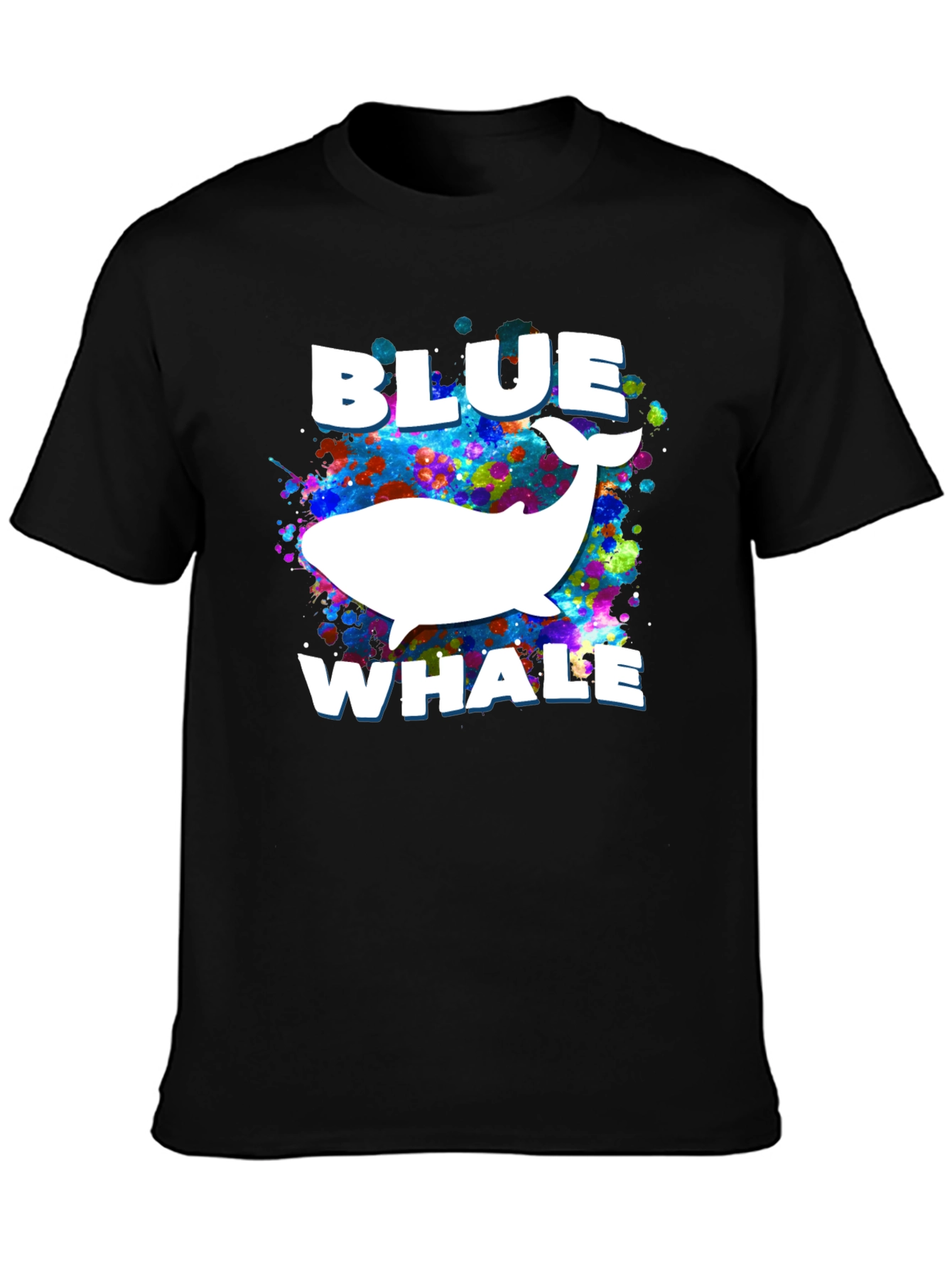 Blue Whale Graphic Print Black T-Shirt