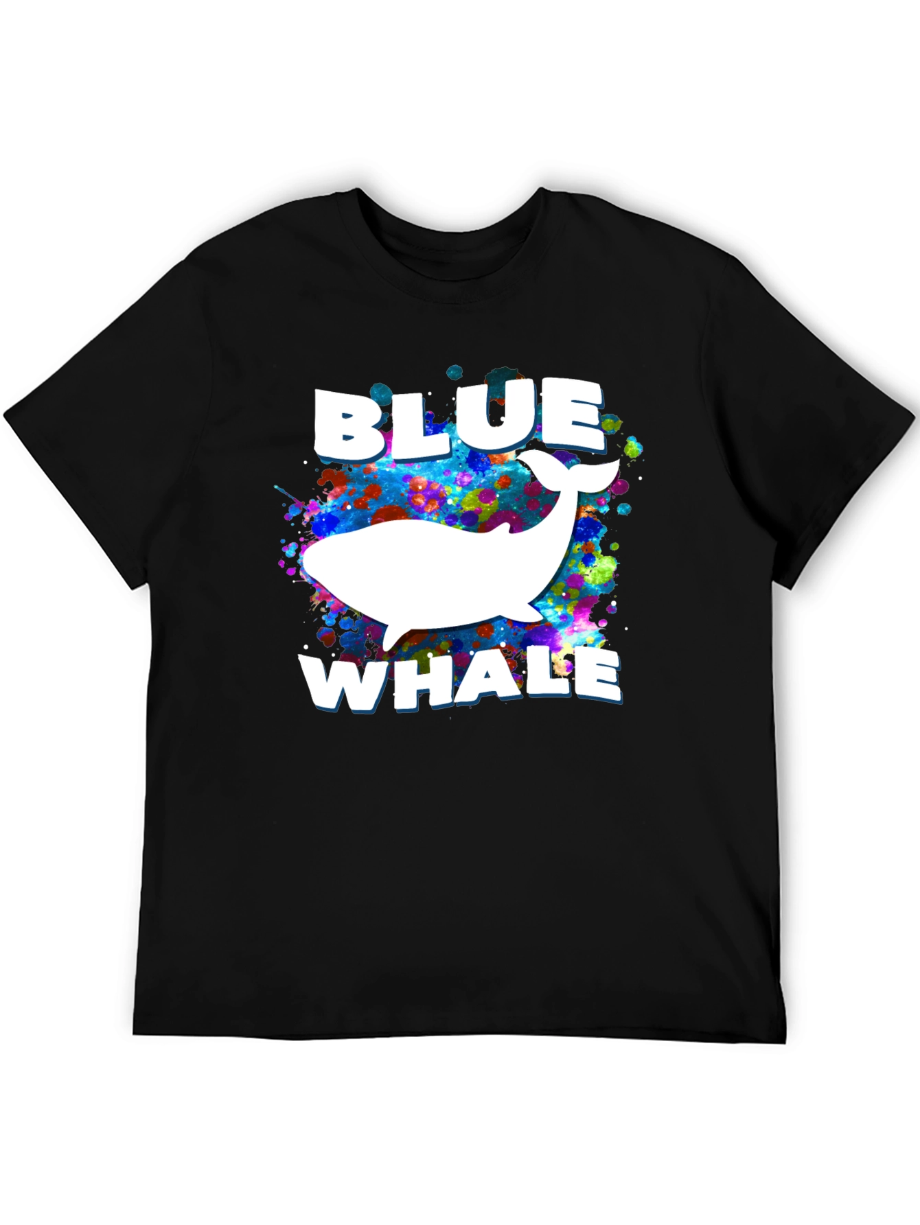 Blue Whale Graphic Print Black T-Shirt