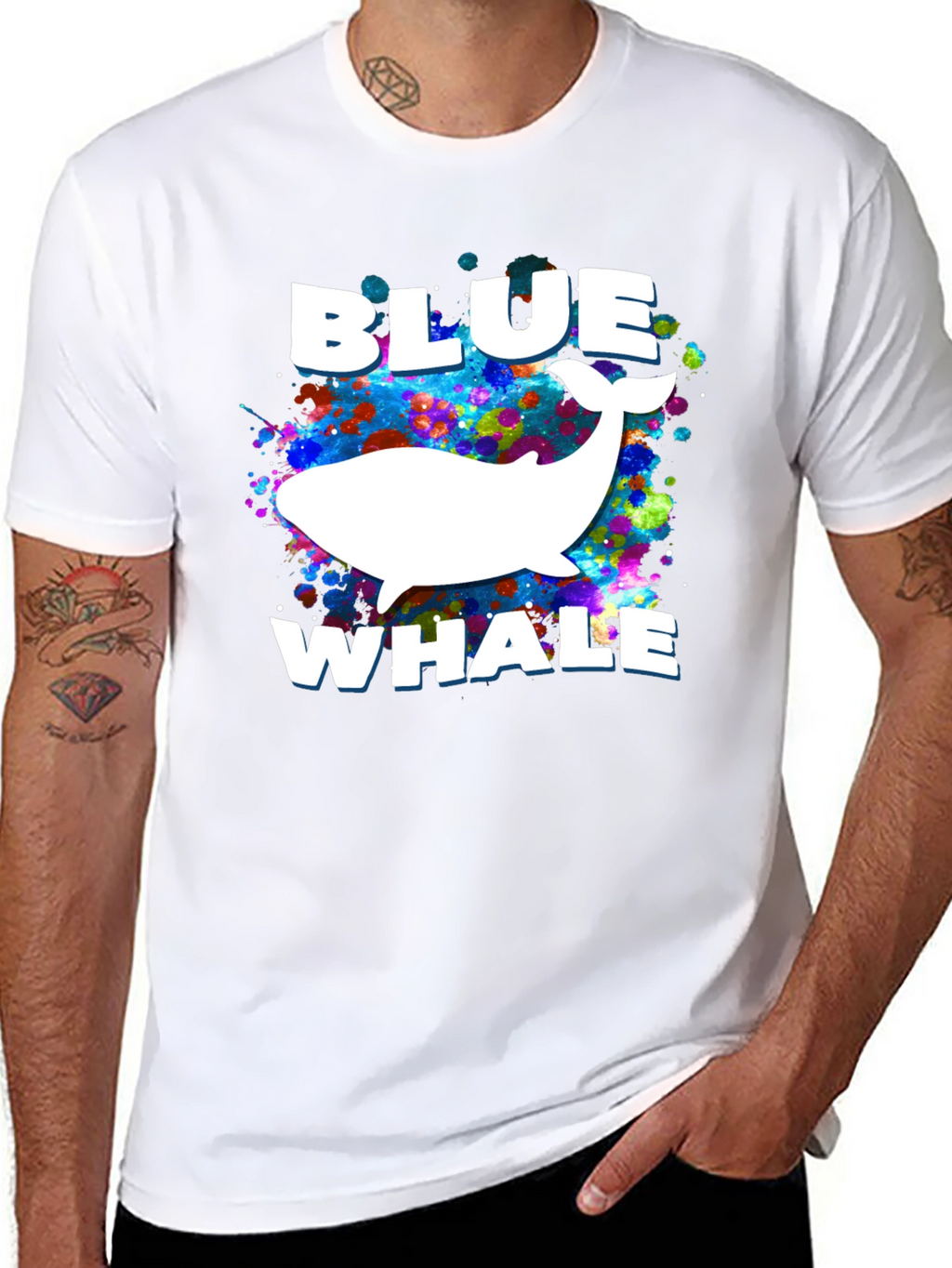 Blue Whale Graphic Print Black T-Shirt