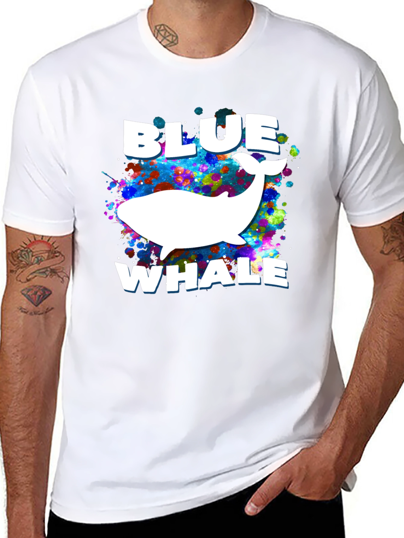 Blue Whale Graphic Print Black T-Shirt