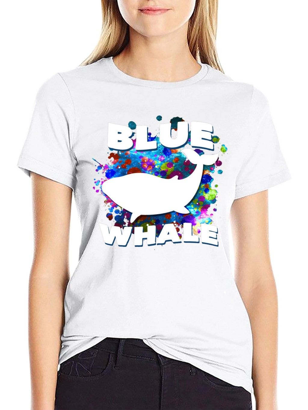 Blue Whale Graphic Print Black T-Shirt