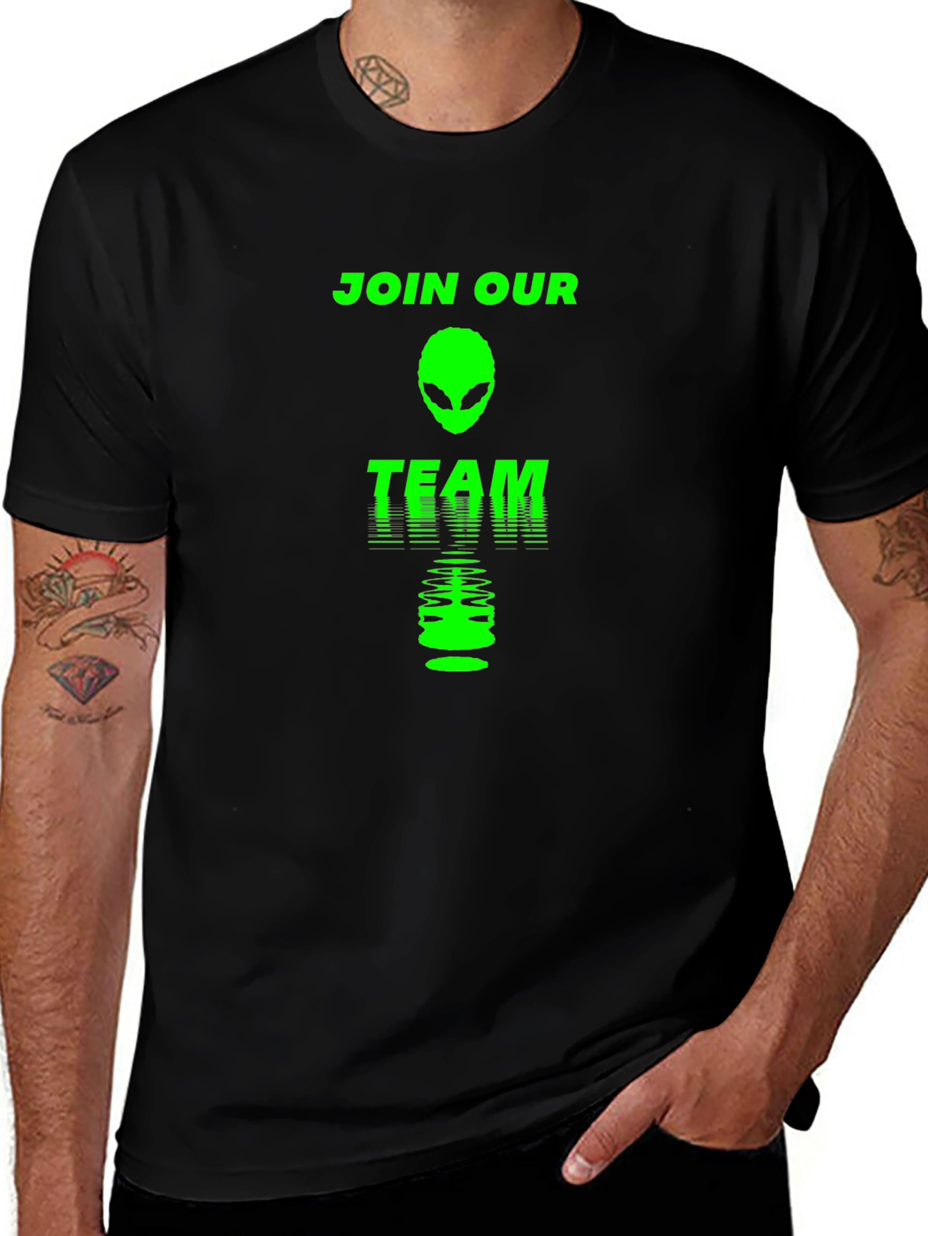 Join Our Team Alien Graphic Tee - Black