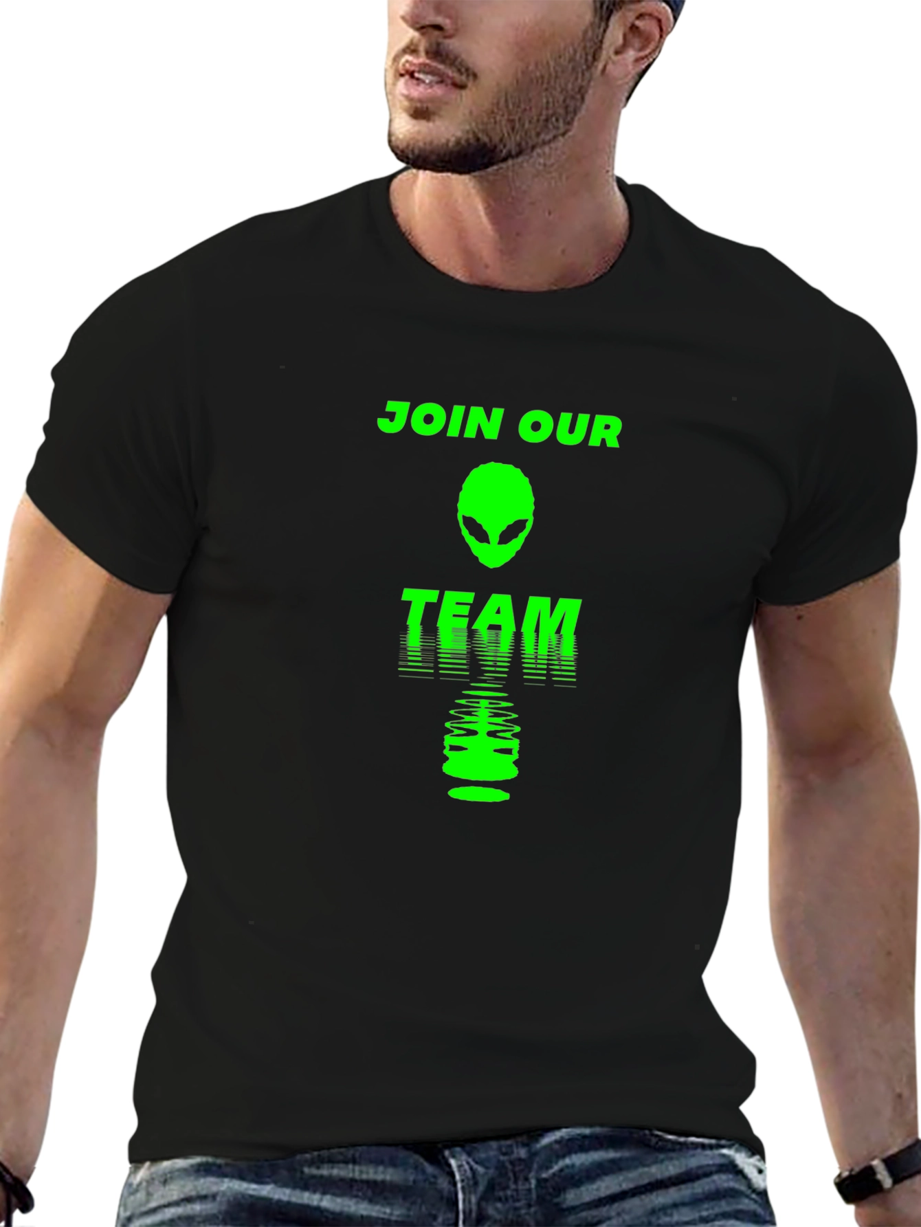 Join Our Team Alien Graphic Tee - Black