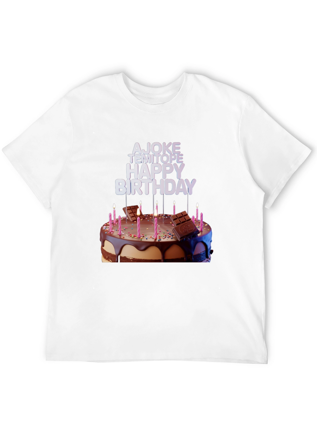 Birthday Cake Tee: AJOKE TEMITOPE HAPPY BIRTHDAY Design