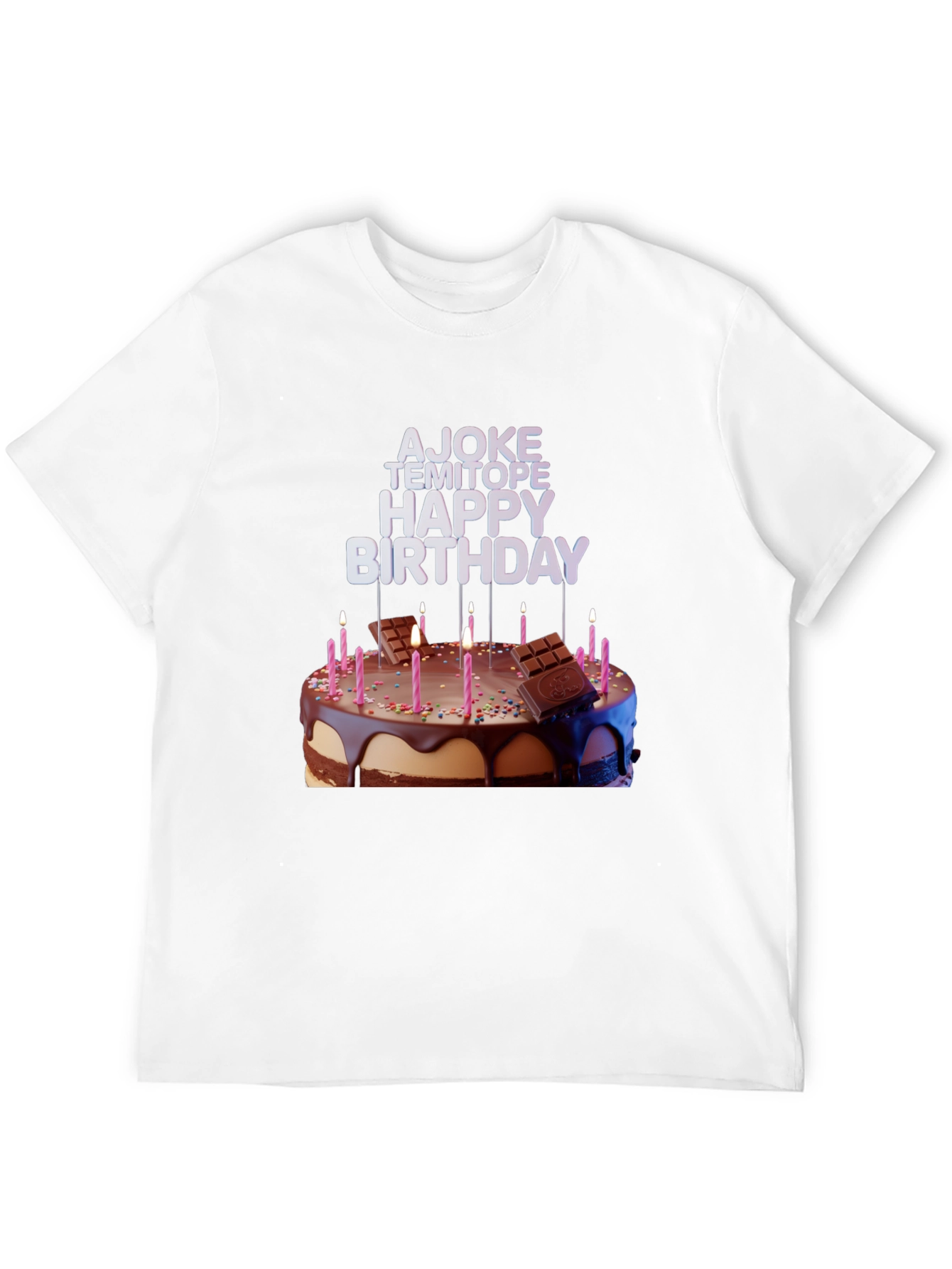 Birthday Cake Tee: AJOKE TEMITOPE HAPPY BIRTHDAY Design