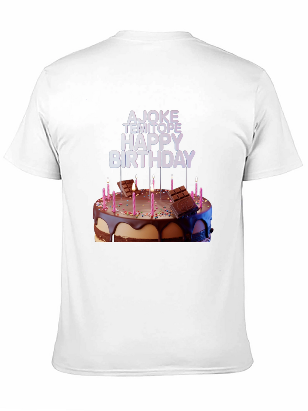 Birthday Cake Tee: AJOKE TEMITOPE HAPPY BIRTHDAY Design