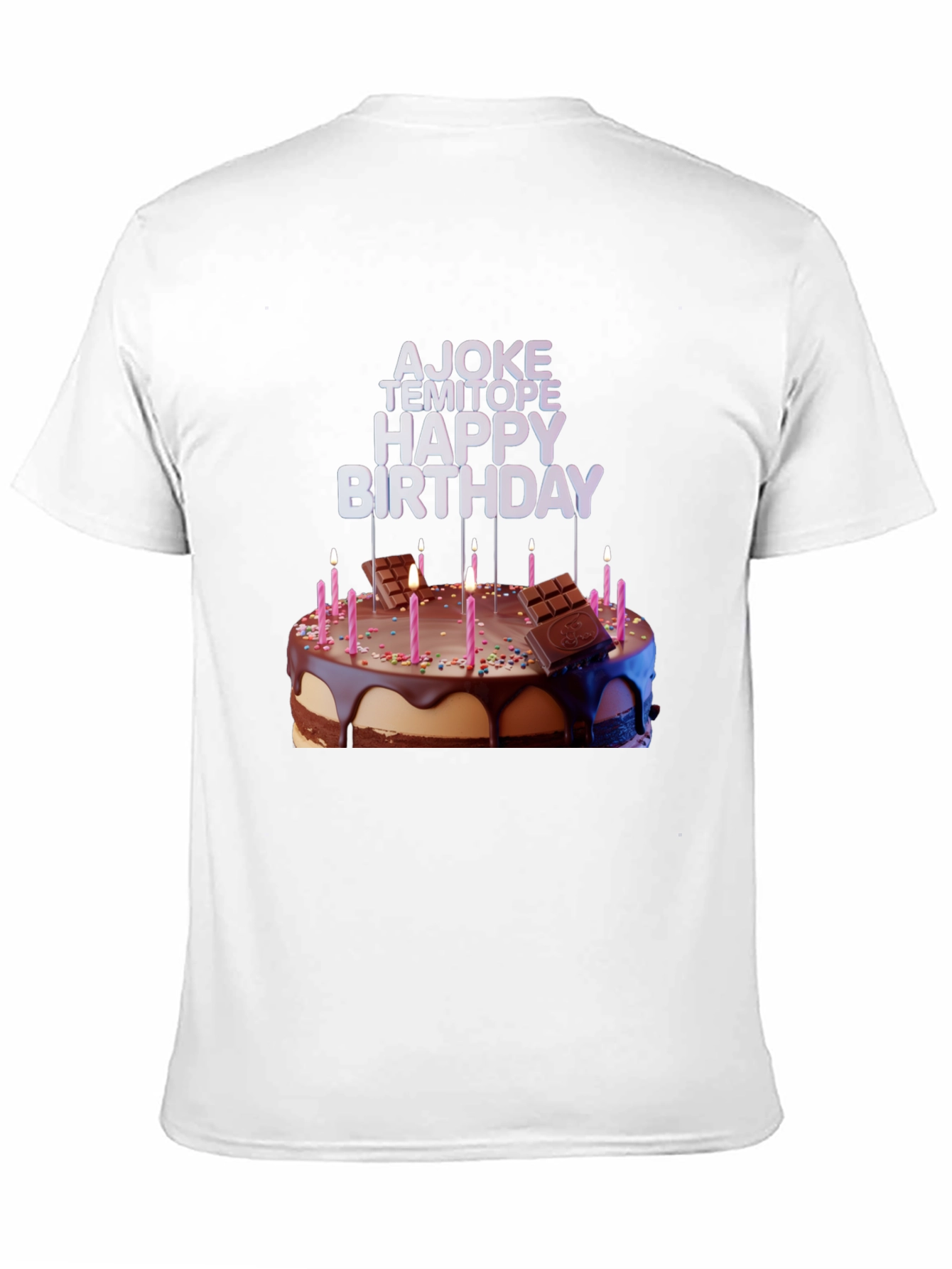 Birthday Cake Tee: AJOKE TEMITOPE HAPPY BIRTHDAY Design
