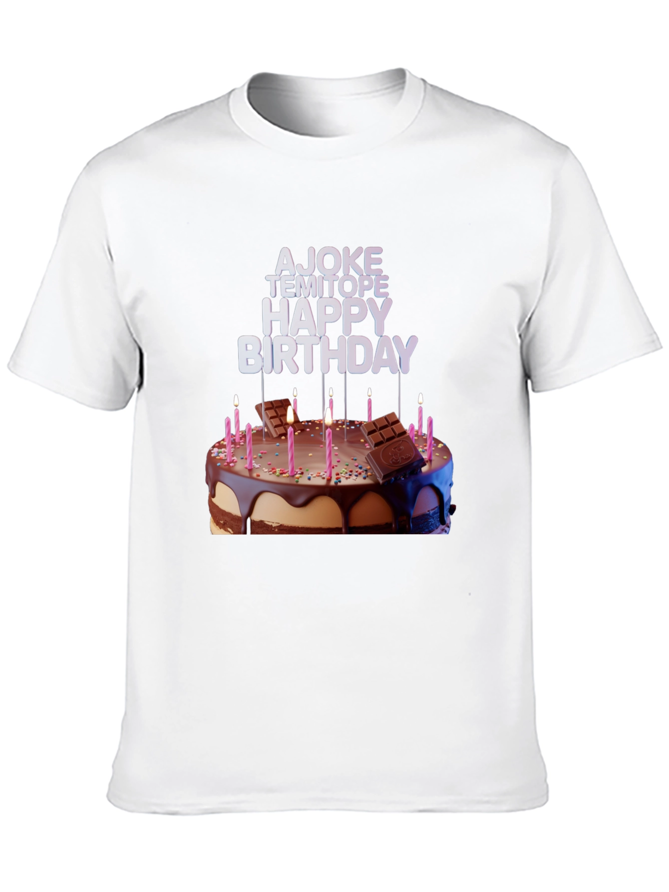 Birthday Cake Tee: AJOKE TEMITOPE HAPPY BIRTHDAY Design