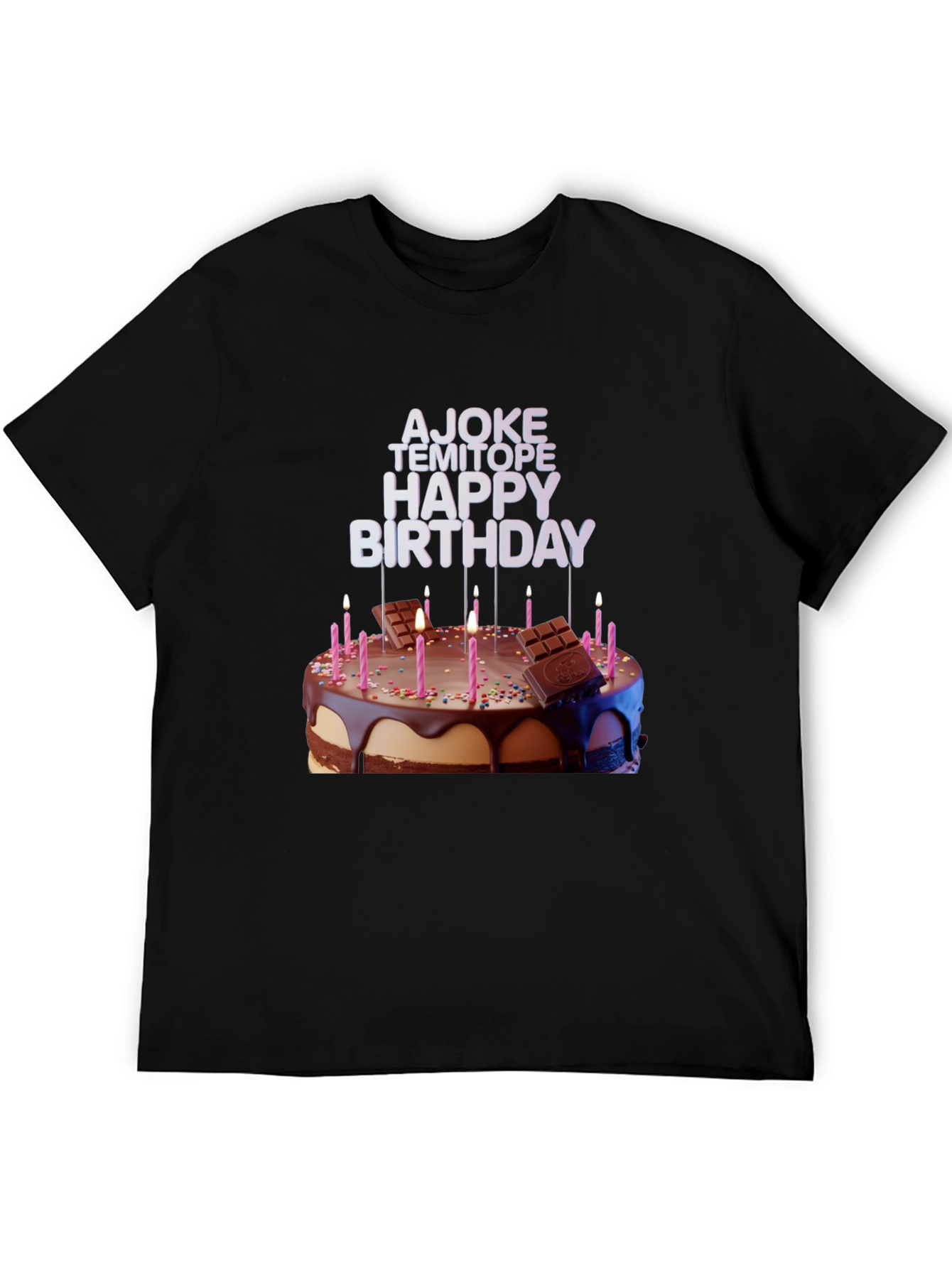 Birthday Cake Tee: AJOKE TEMITOPE HAPPY BIRTHDAY Design