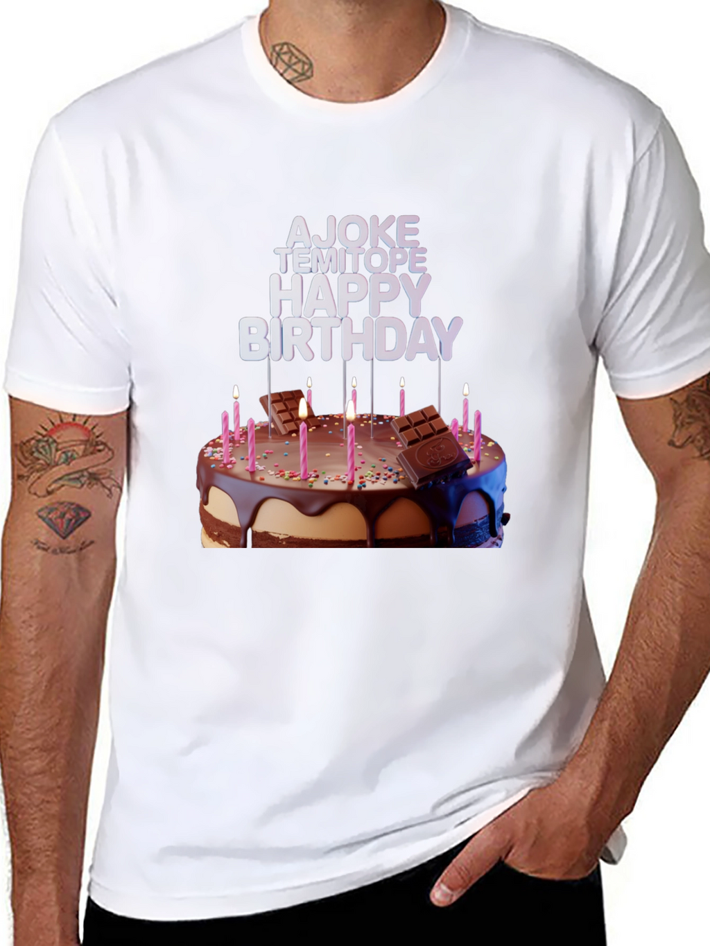 Birthday Cake Tee: AJOKE TEMITOPE HAPPY BIRTHDAY Design