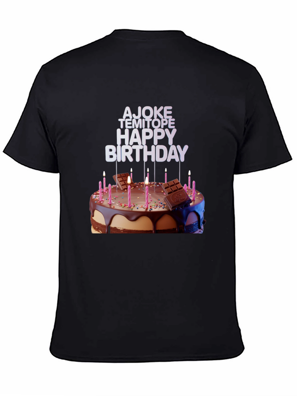 Birthday Cake Tee: AJOKE TEMITOPE HAPPY BIRTHDAY Design
