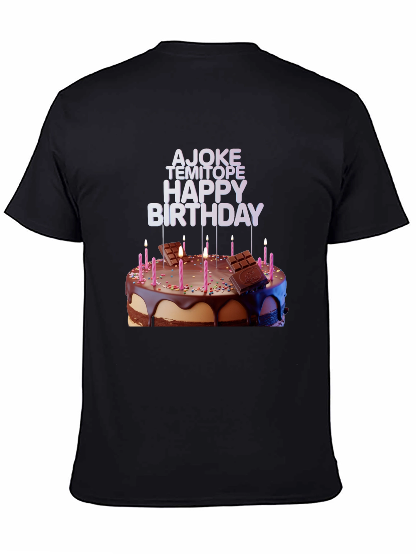 Birthday Cake Tee: AJOKE TEMITOPE HAPPY BIRTHDAY Design