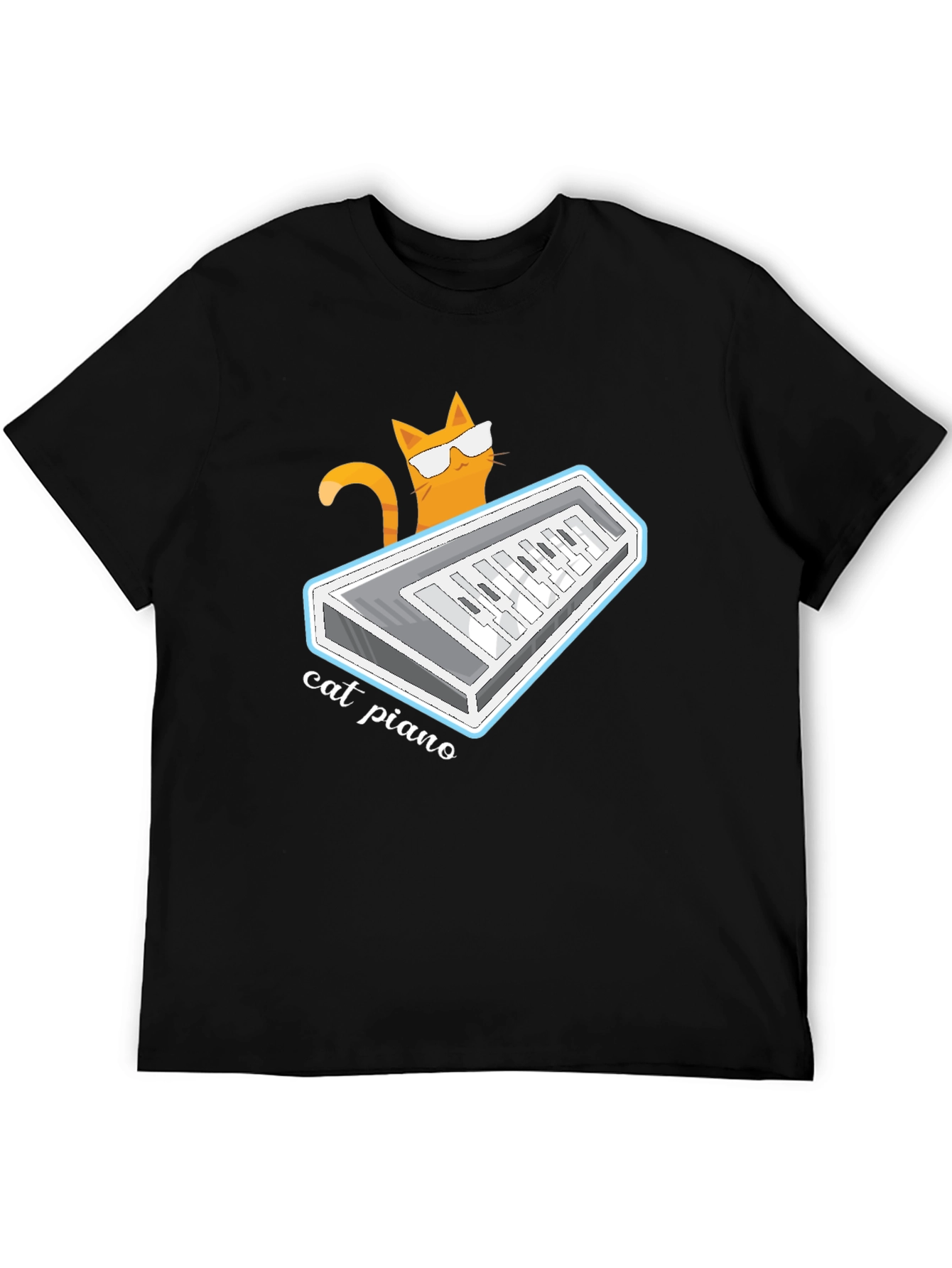 Cat Piano Graphic T-Shirt