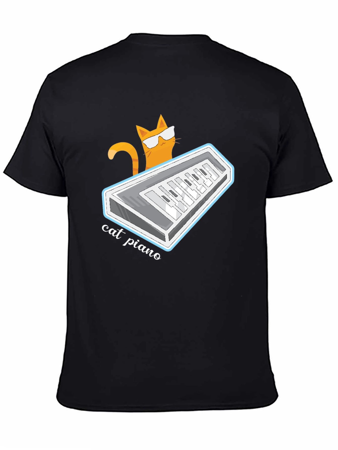 Cat Piano Graphic T-Shirt