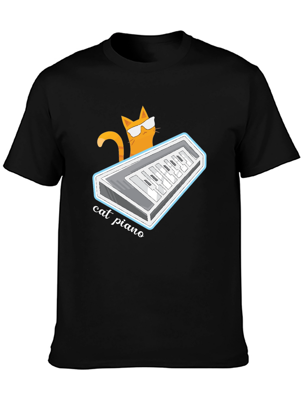 Cat Piano Graphic T-Shirt