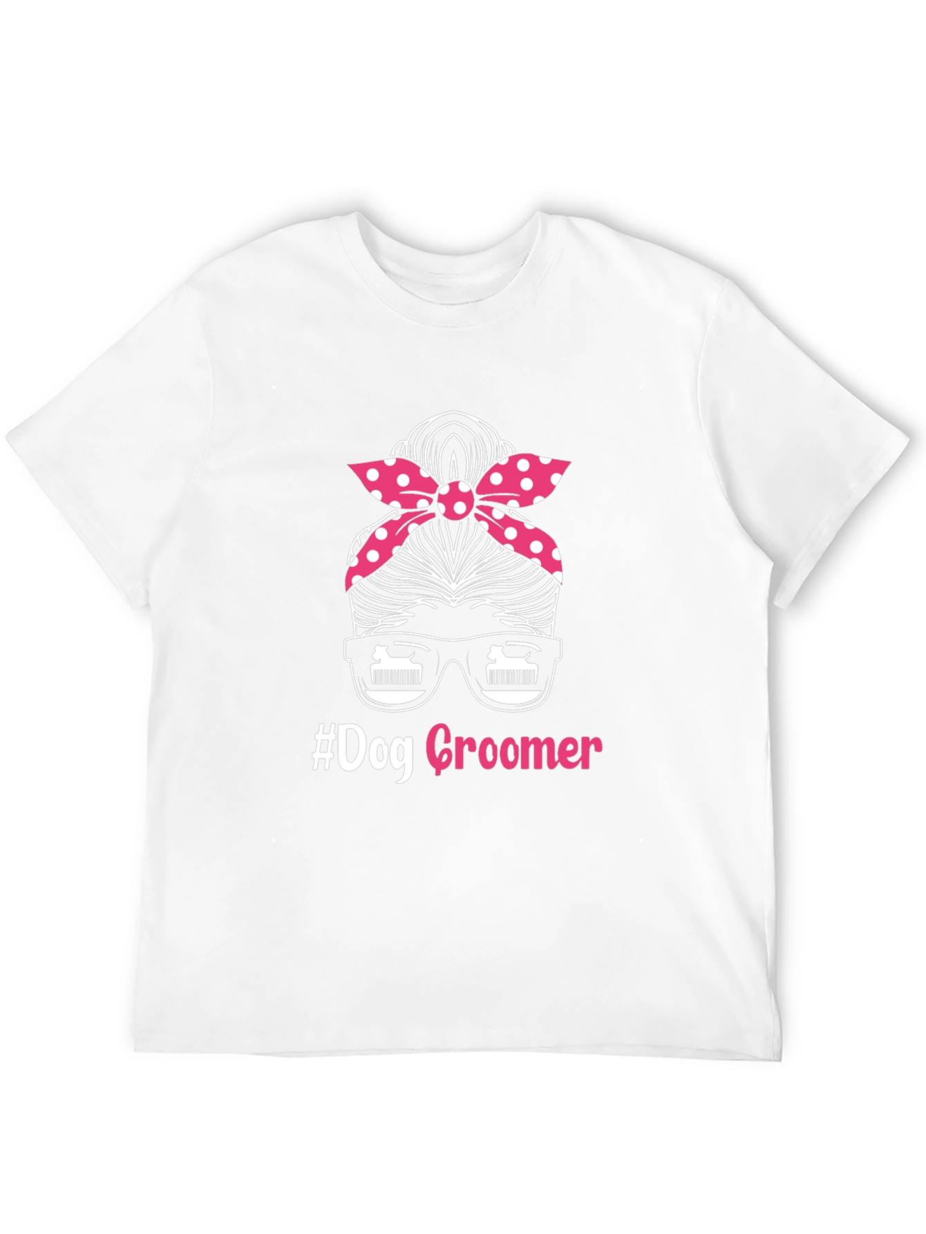 Dog Groomer Messy Bun T-Shirt Pet Stylist Tee