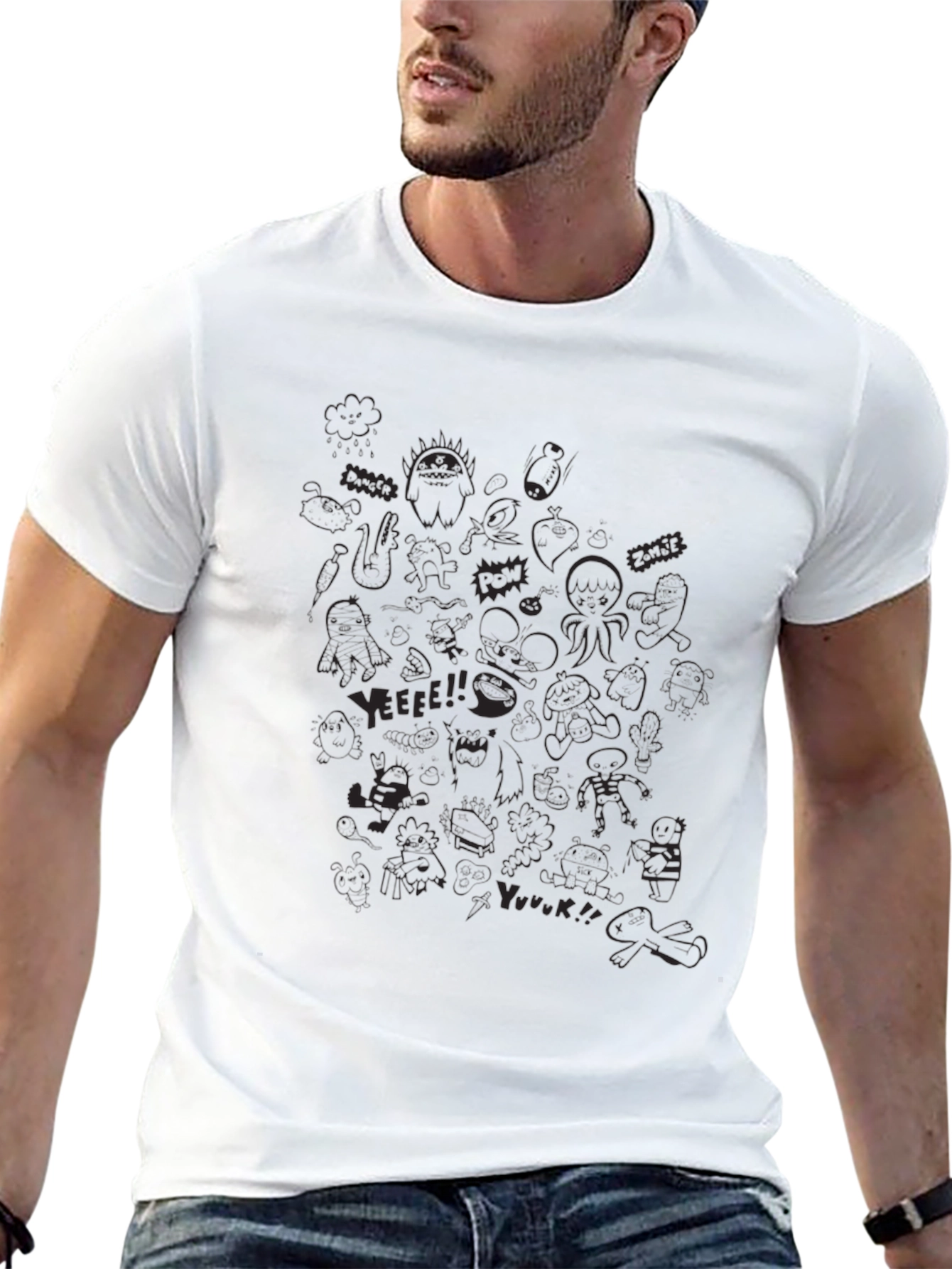 Black Graphic Print Crew Neck T-Shirt