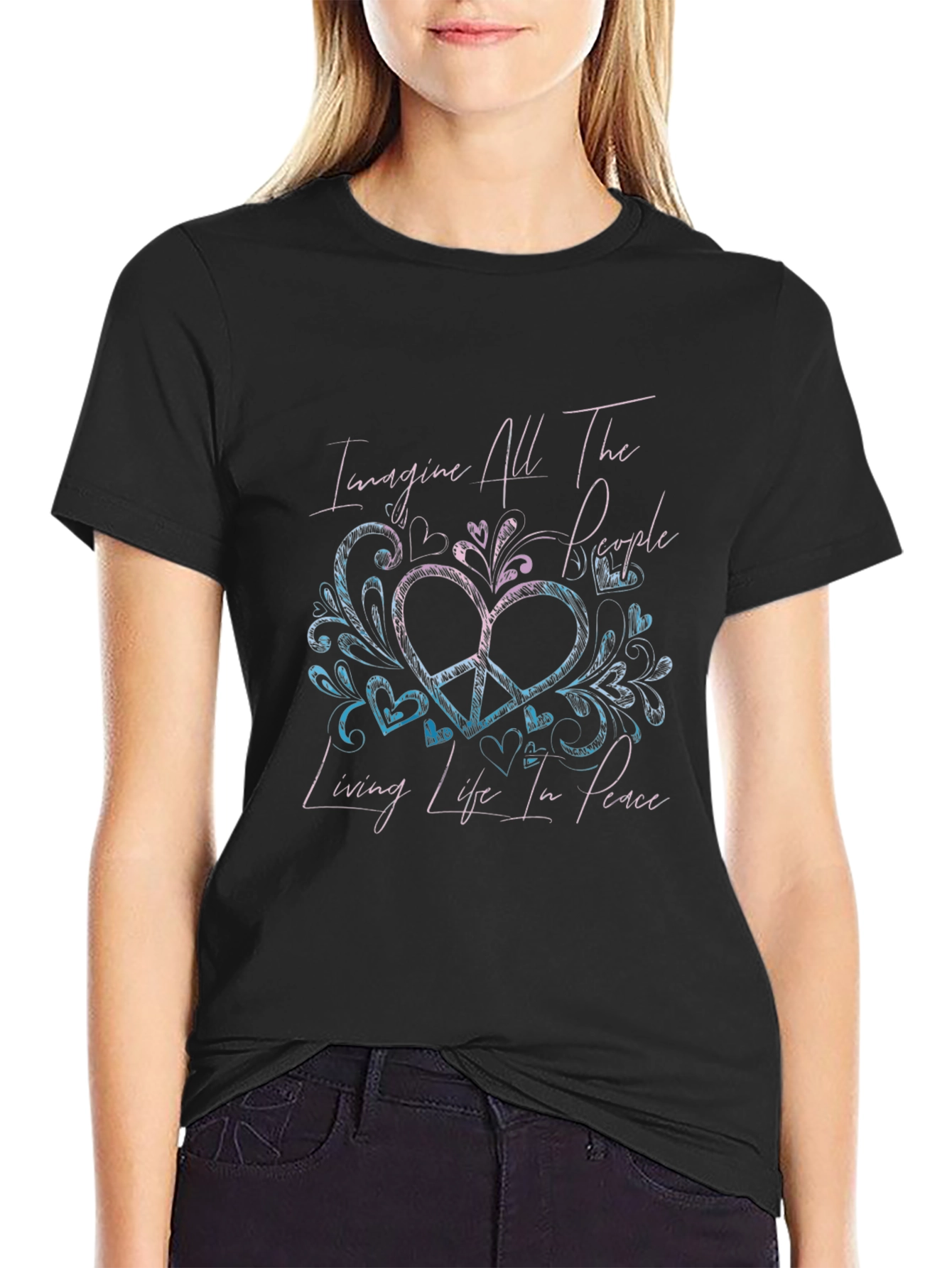 Imagine Peace T-Shirt - Unique Heart Design