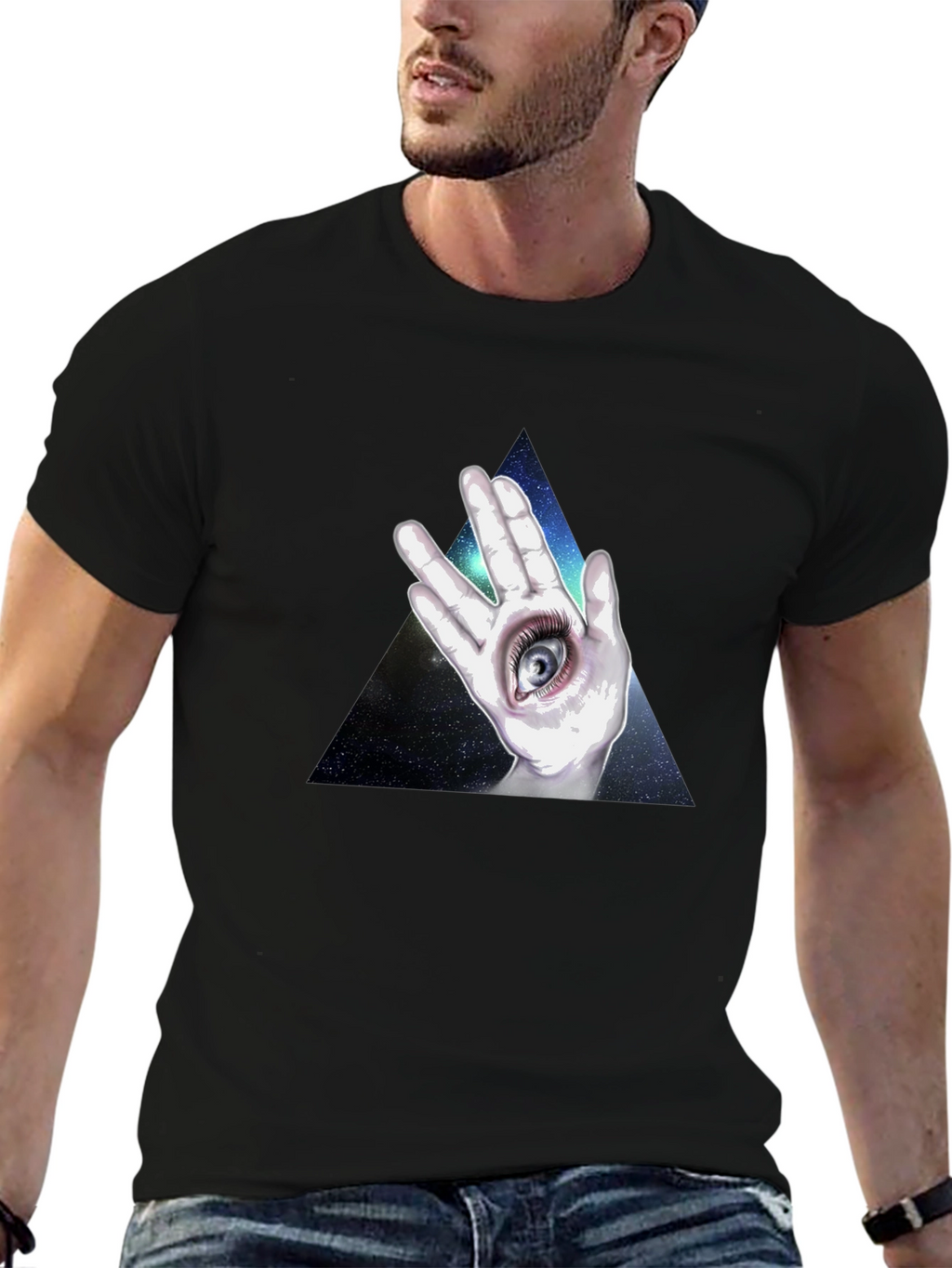 All Seeing Eye Hand Graphic T-Shirt - Black