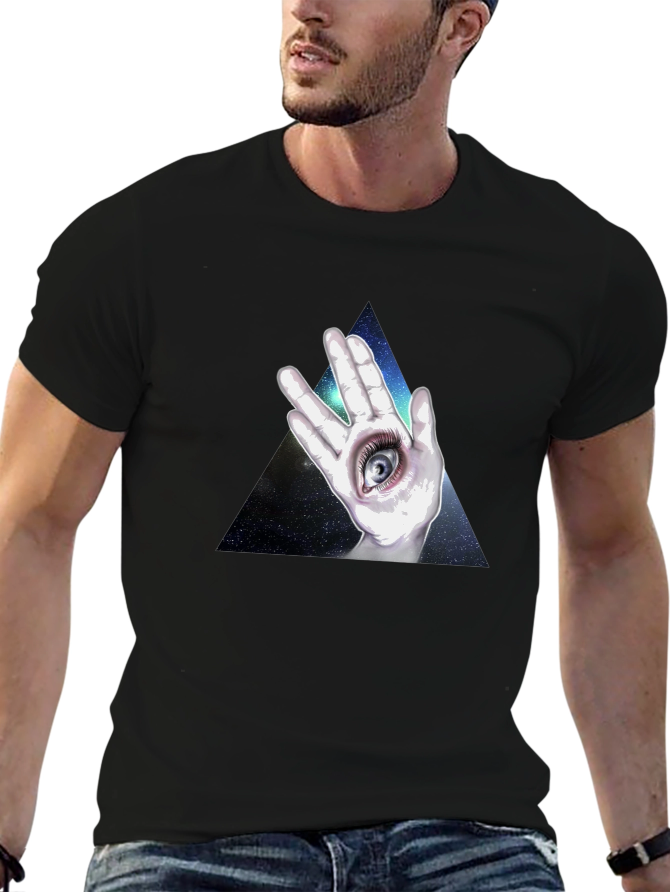 All Seeing Eye Hand Graphic T-Shirt - Black