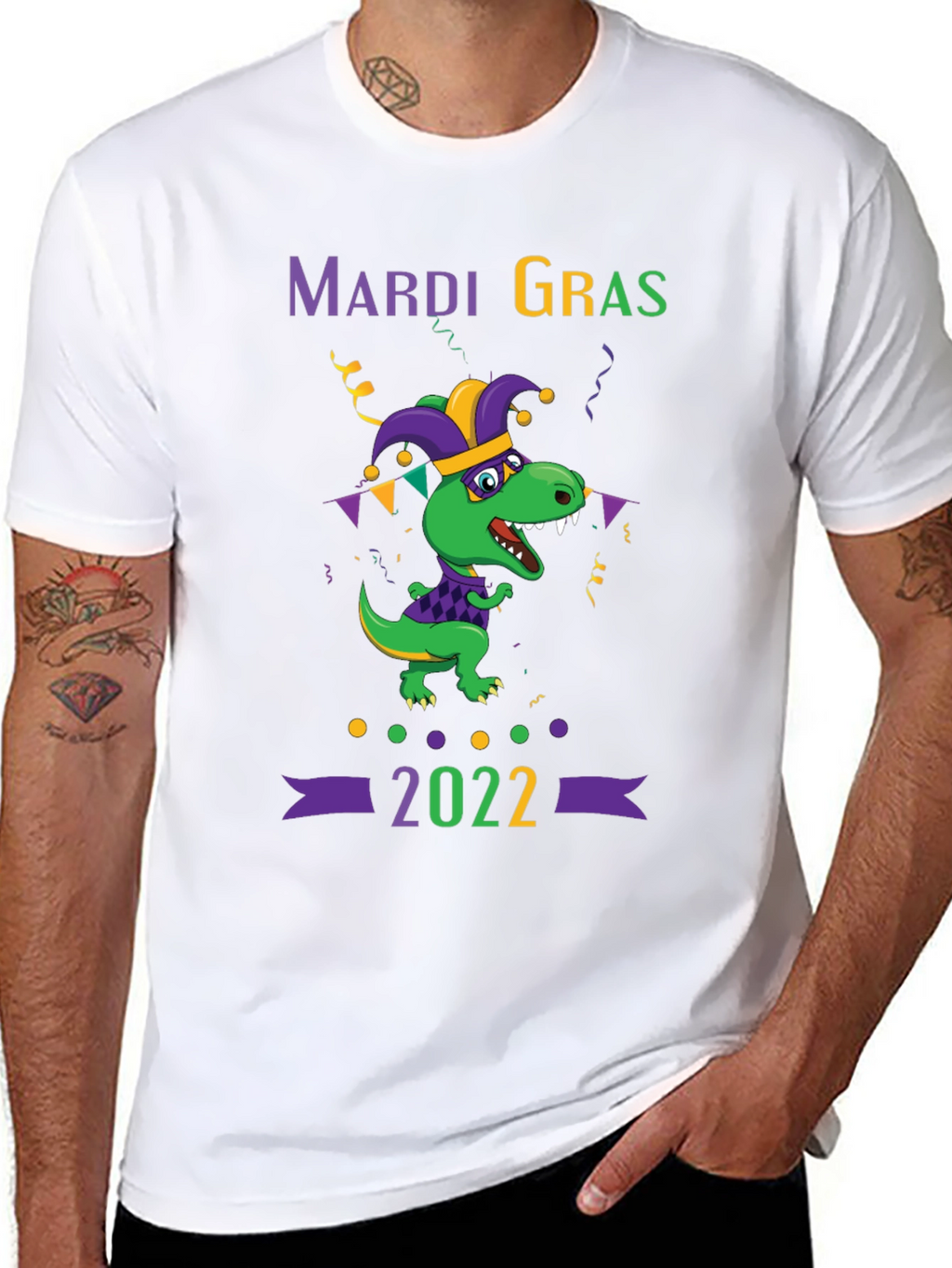 Mardi Gras T-Rex 2022 Graphic Tee