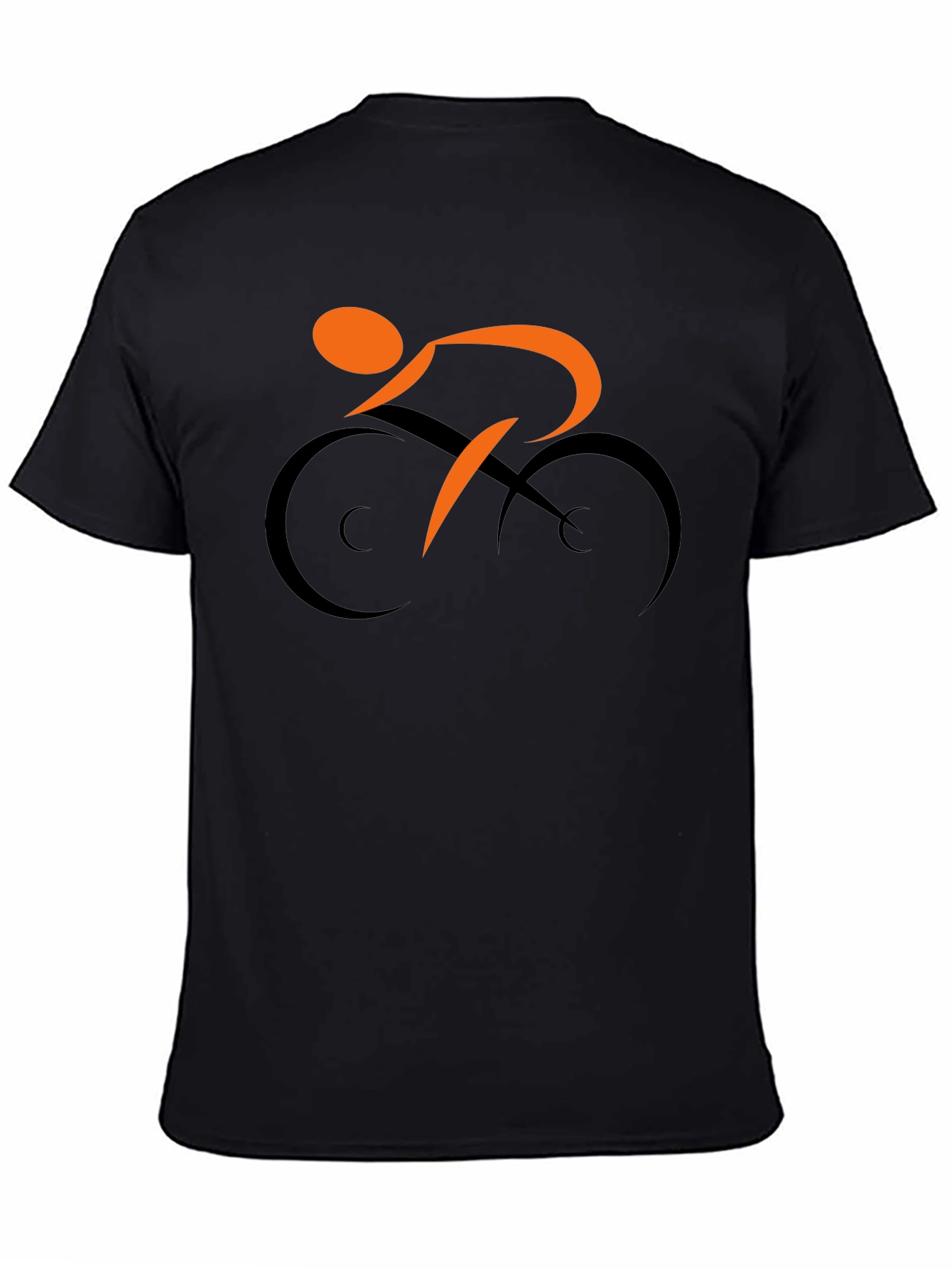 Stylish Cyclist Graphic Tee - Black Cotton Blend