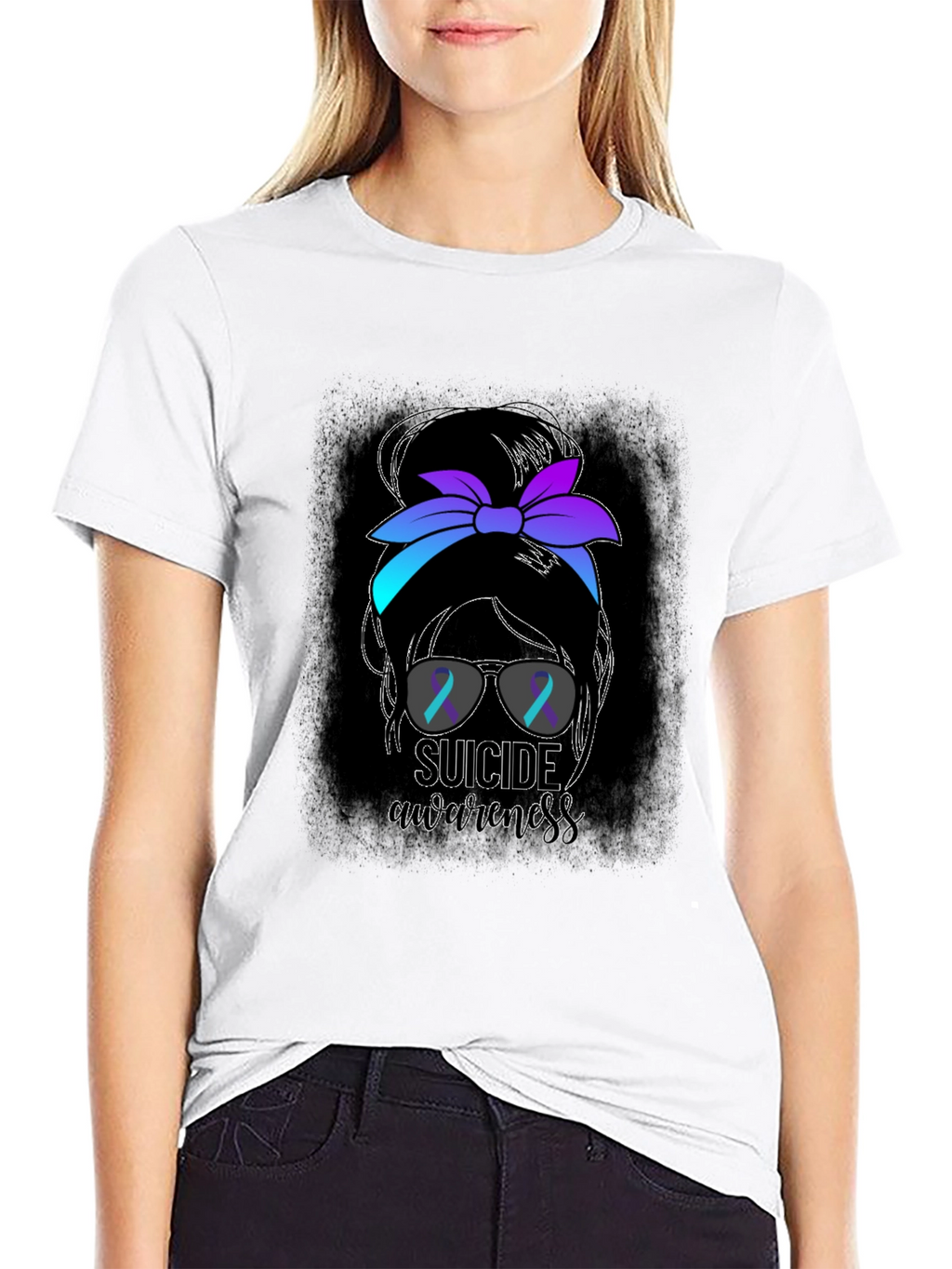 Suicide Awareness Messy Bun Graphic Tee