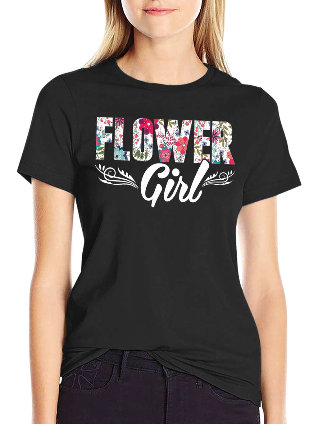 Flower Girl Floral Graphic T-Shirt