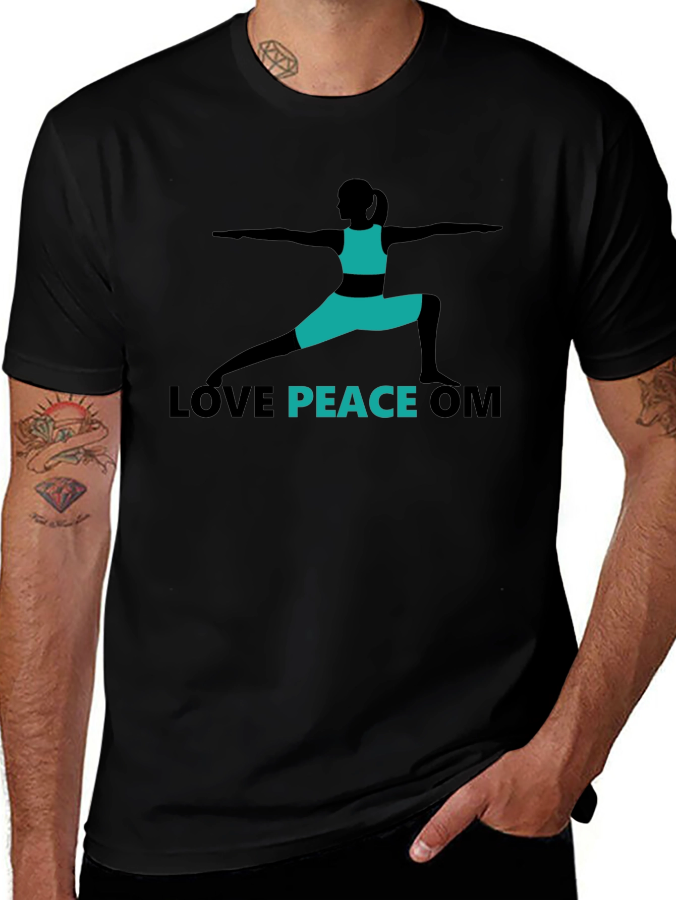 Love Peace Om Yoga T-Shirt - Black