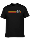 Retro Bicycle Stripes Graphic Tee - Black