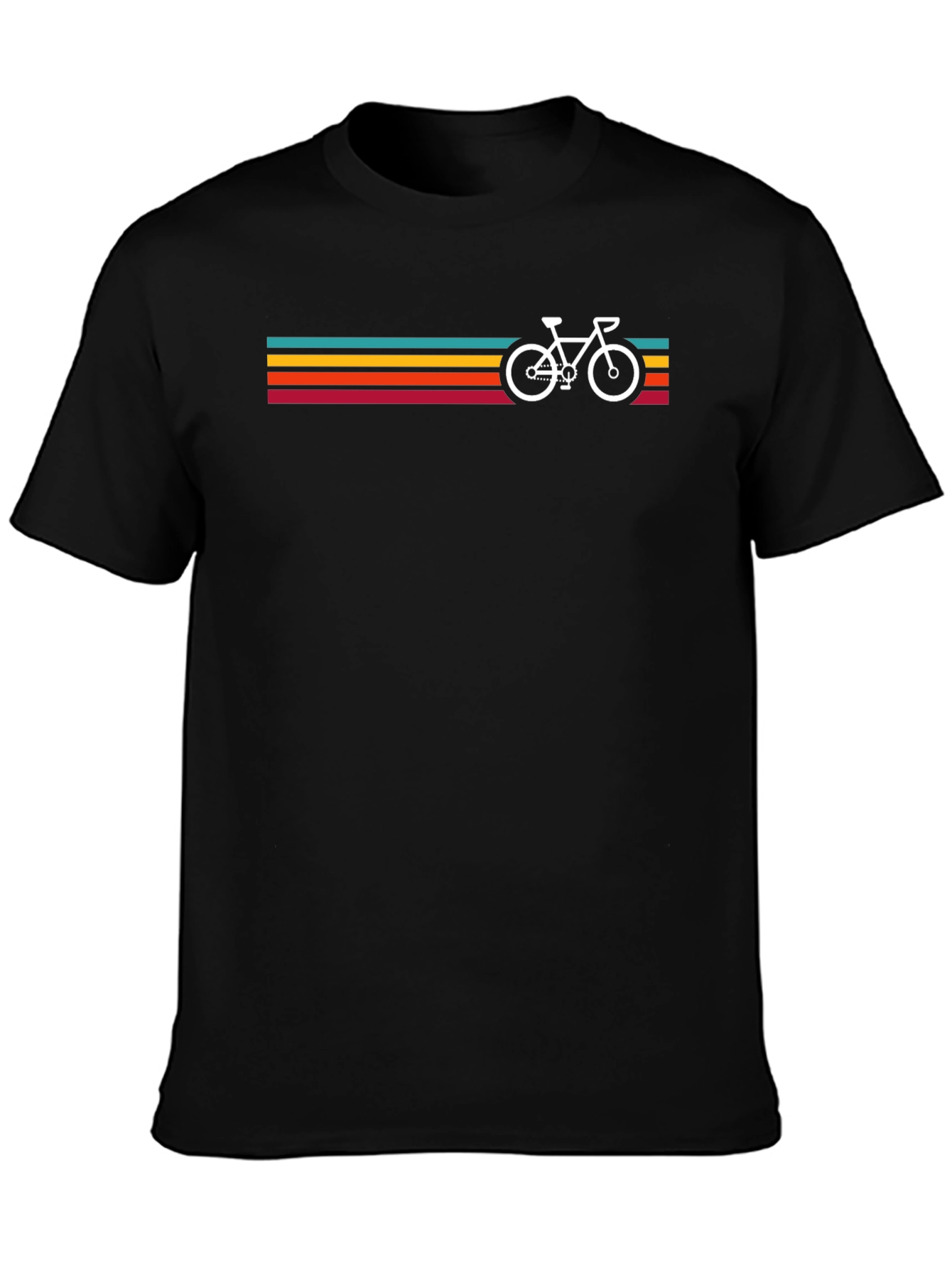 Retro Bicycle Stripes Graphic Tee - Black