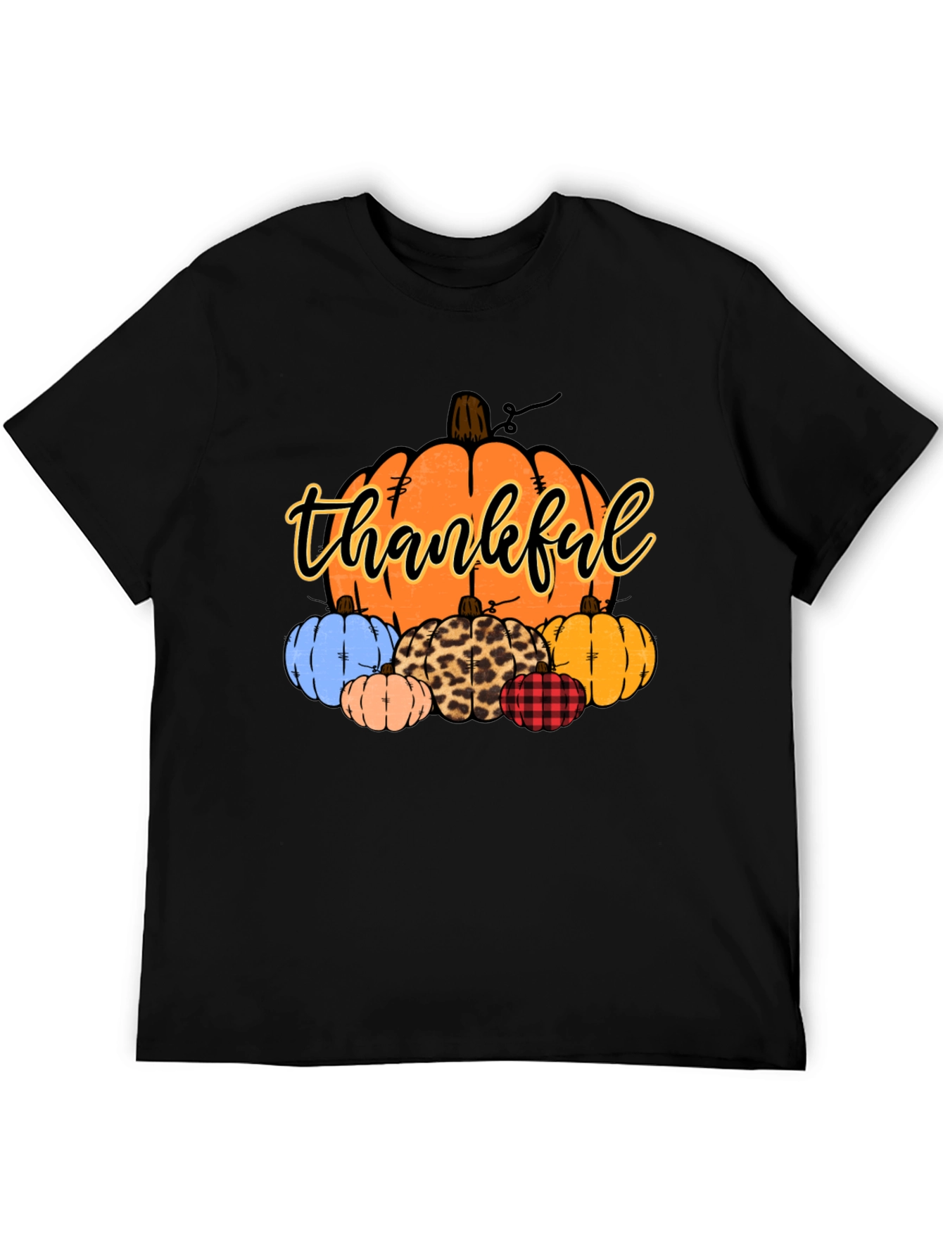 Thankful Pumpkin Patch Black T-Shirt