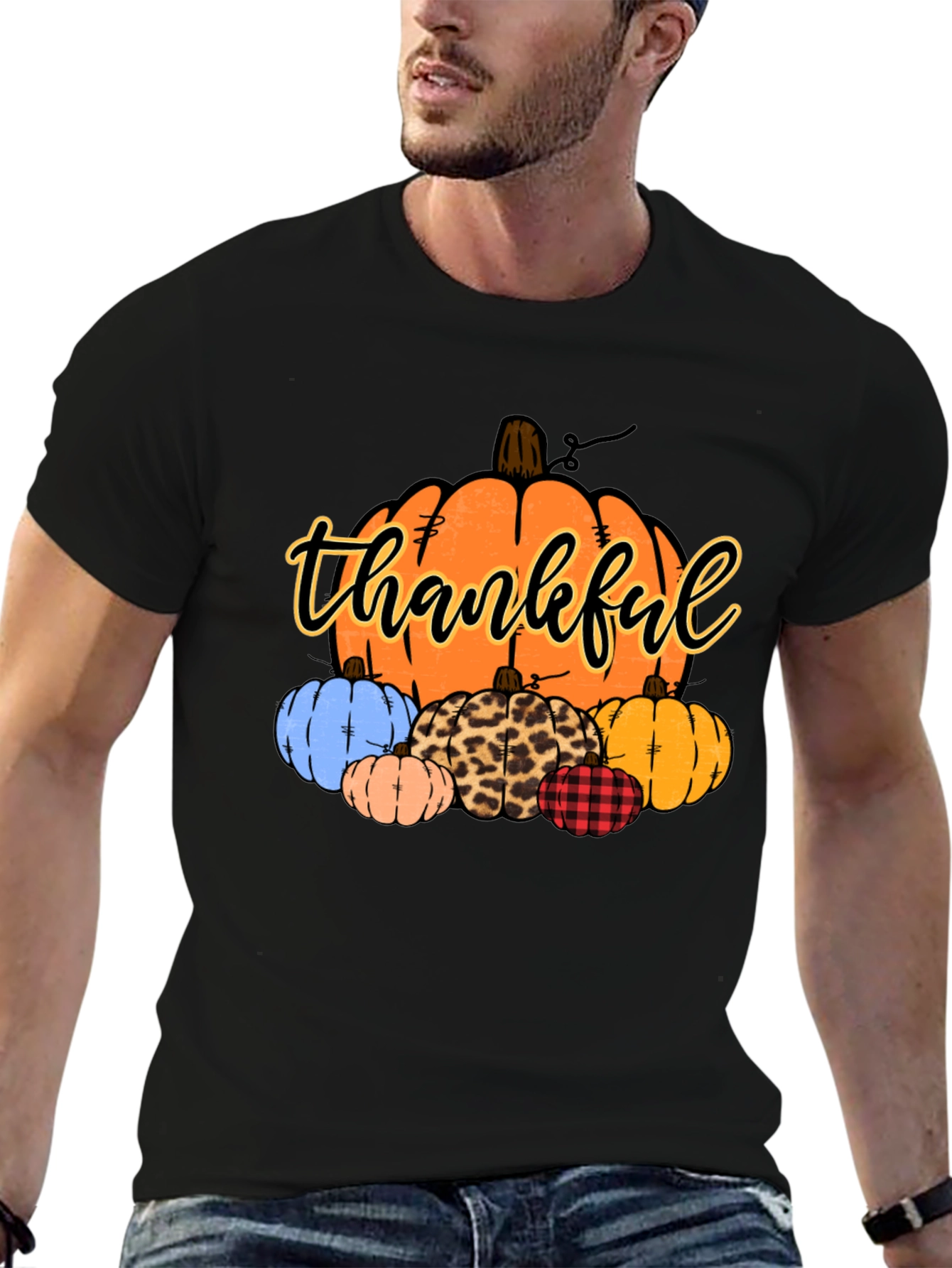 Thankful Pumpkin Patch Black T-Shirt
