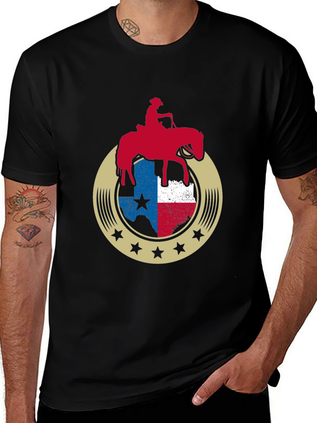 Texas Pride Horse Rider Graphic Tee - Black