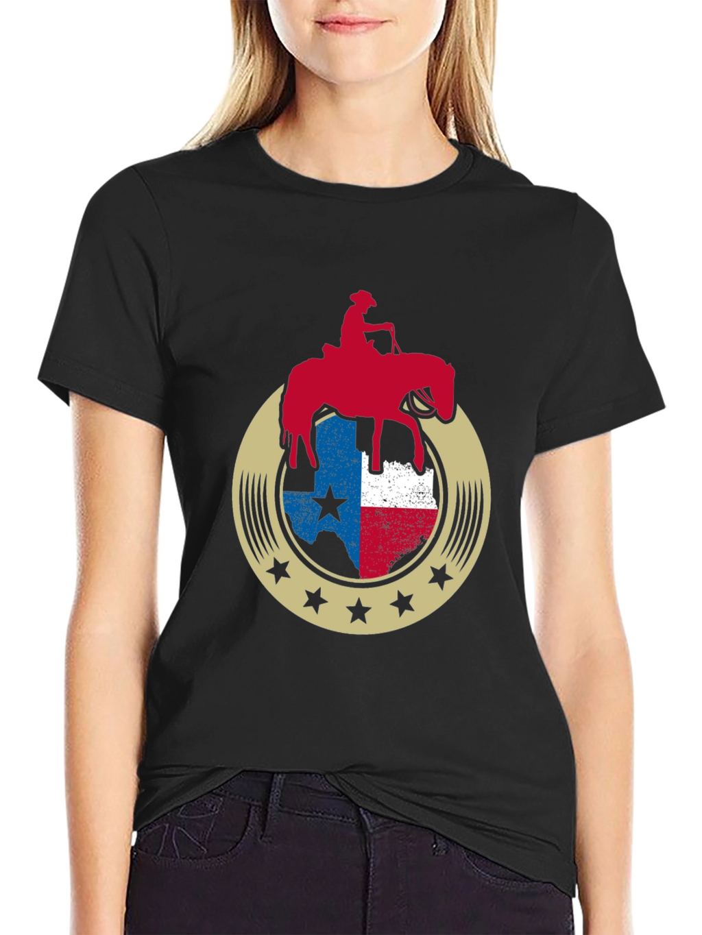 Texas Pride Horse Rider Graphic Tee - Black
