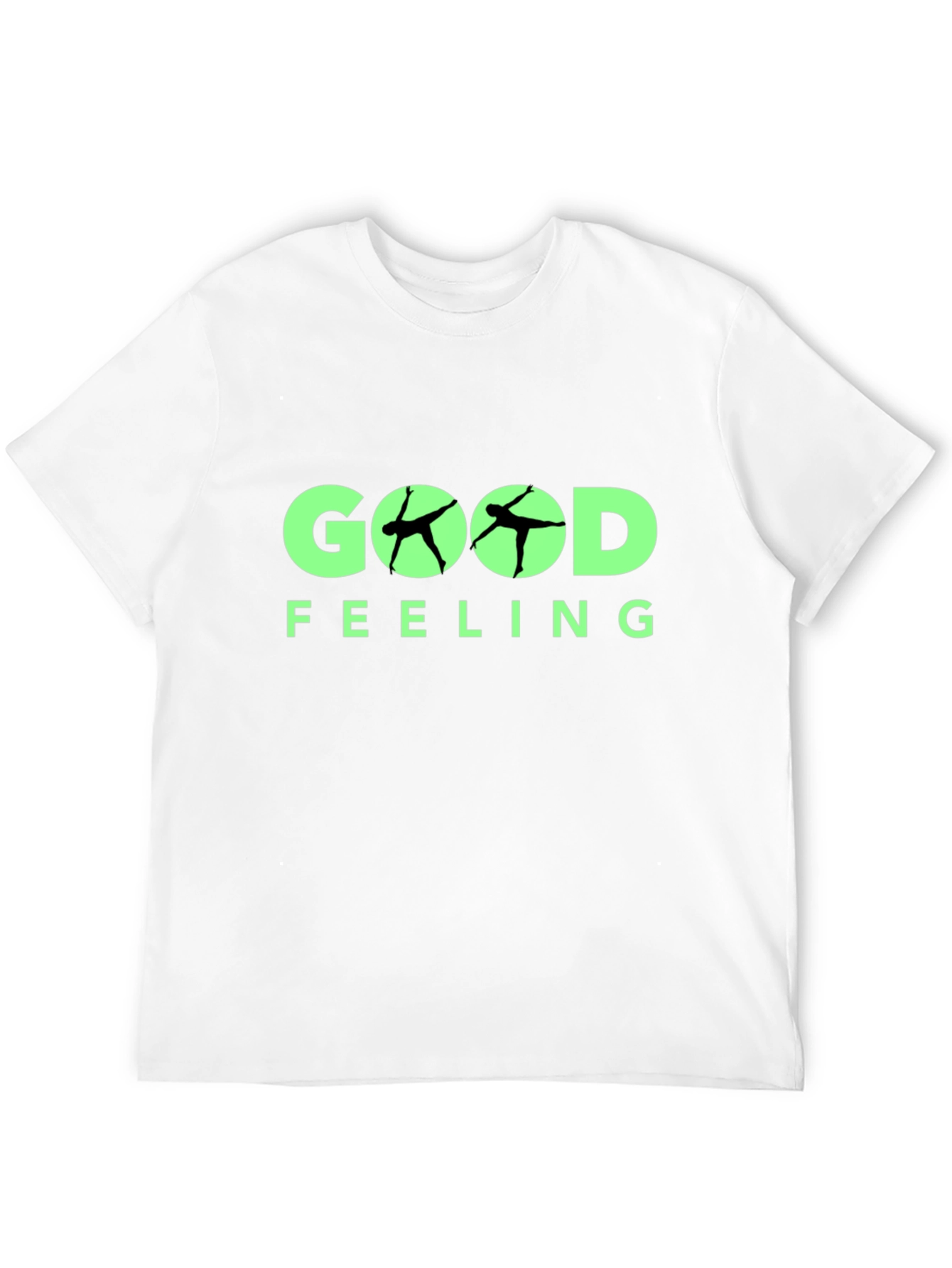 Good Feeling Black T-Shirt With Yoga Silhouette Design