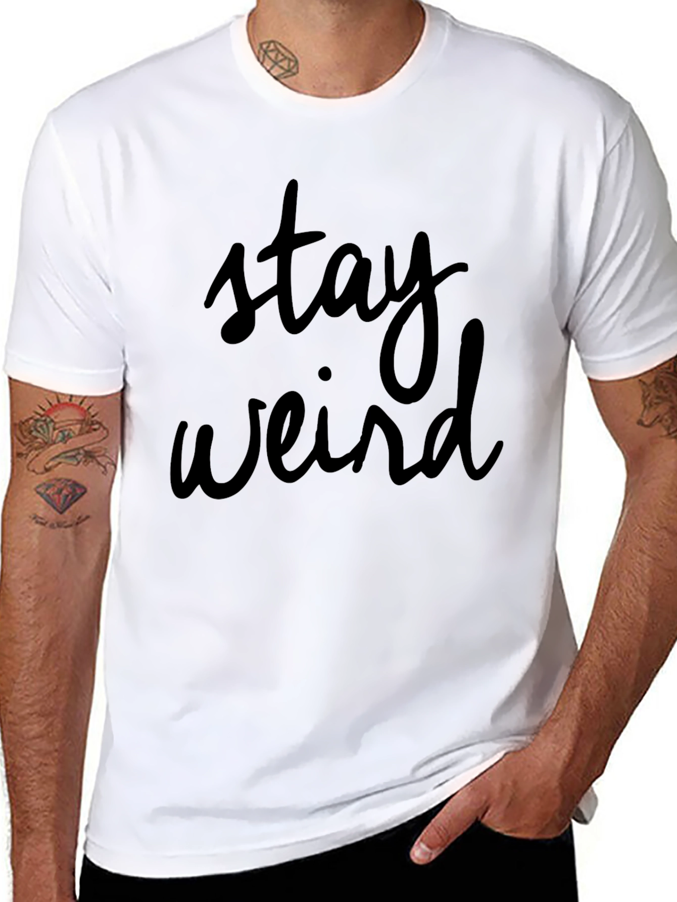 Stay Weird Black Graphic T-Shirt