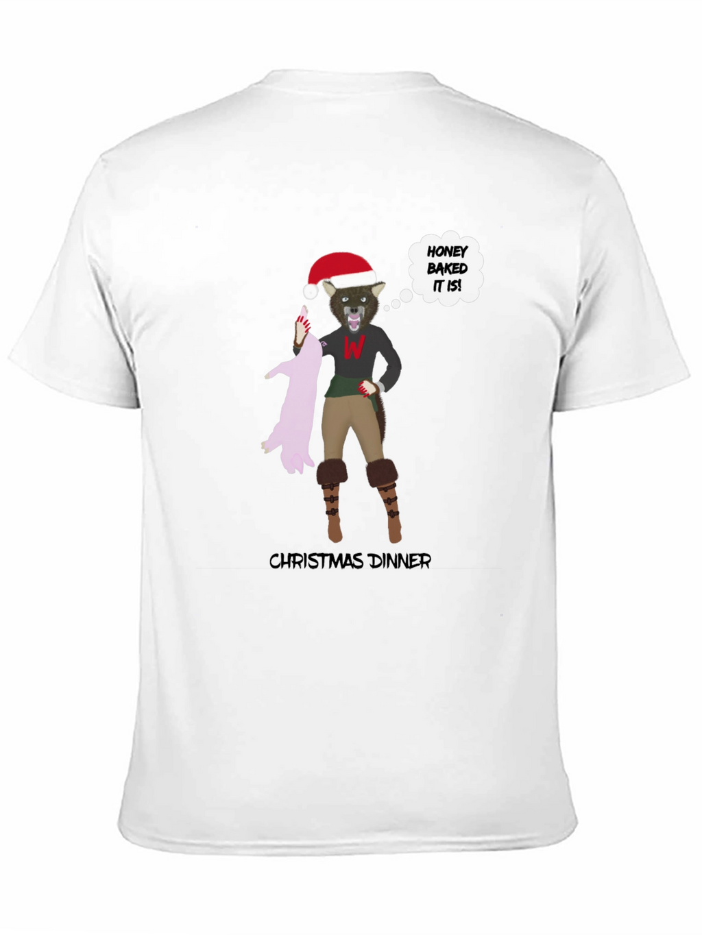 Christmas Dinner Wolf Graphic T-Shirt