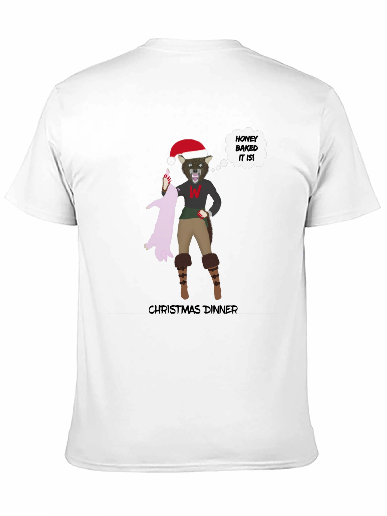 Christmas Dinner Wolf Graphic T-Shirt