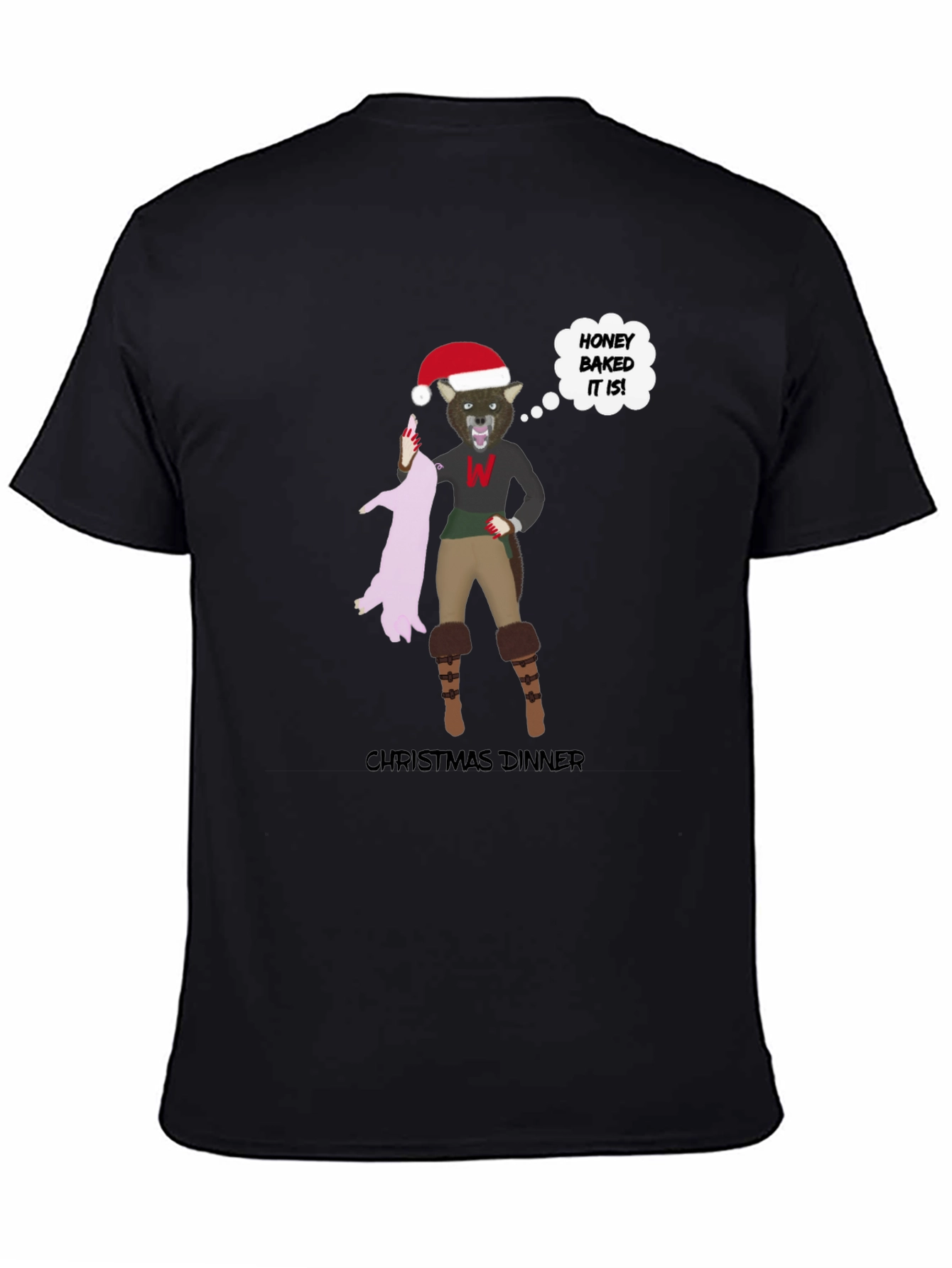 Christmas Dinner Wolf Graphic T-Shirt