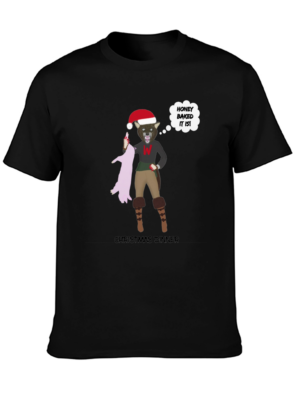Christmas Dinner Wolf Graphic T-Shirt
