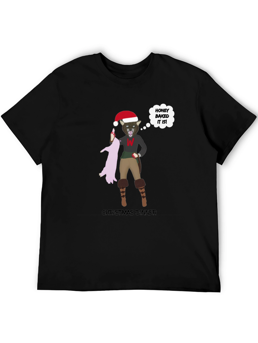 Christmas Dinner Wolf Graphic T-Shirt
