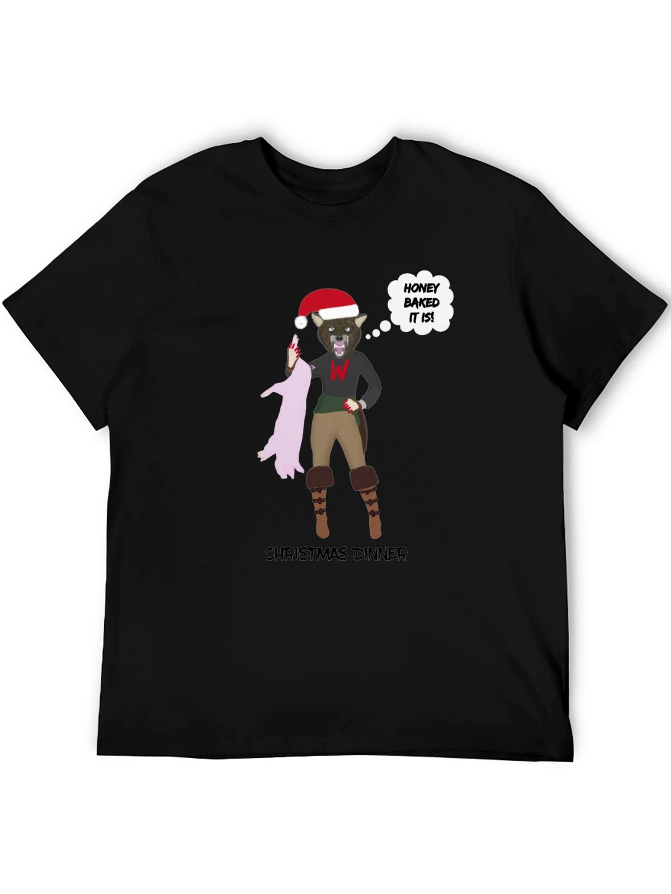 Christmas Dinner Wolf Graphic T-Shirt