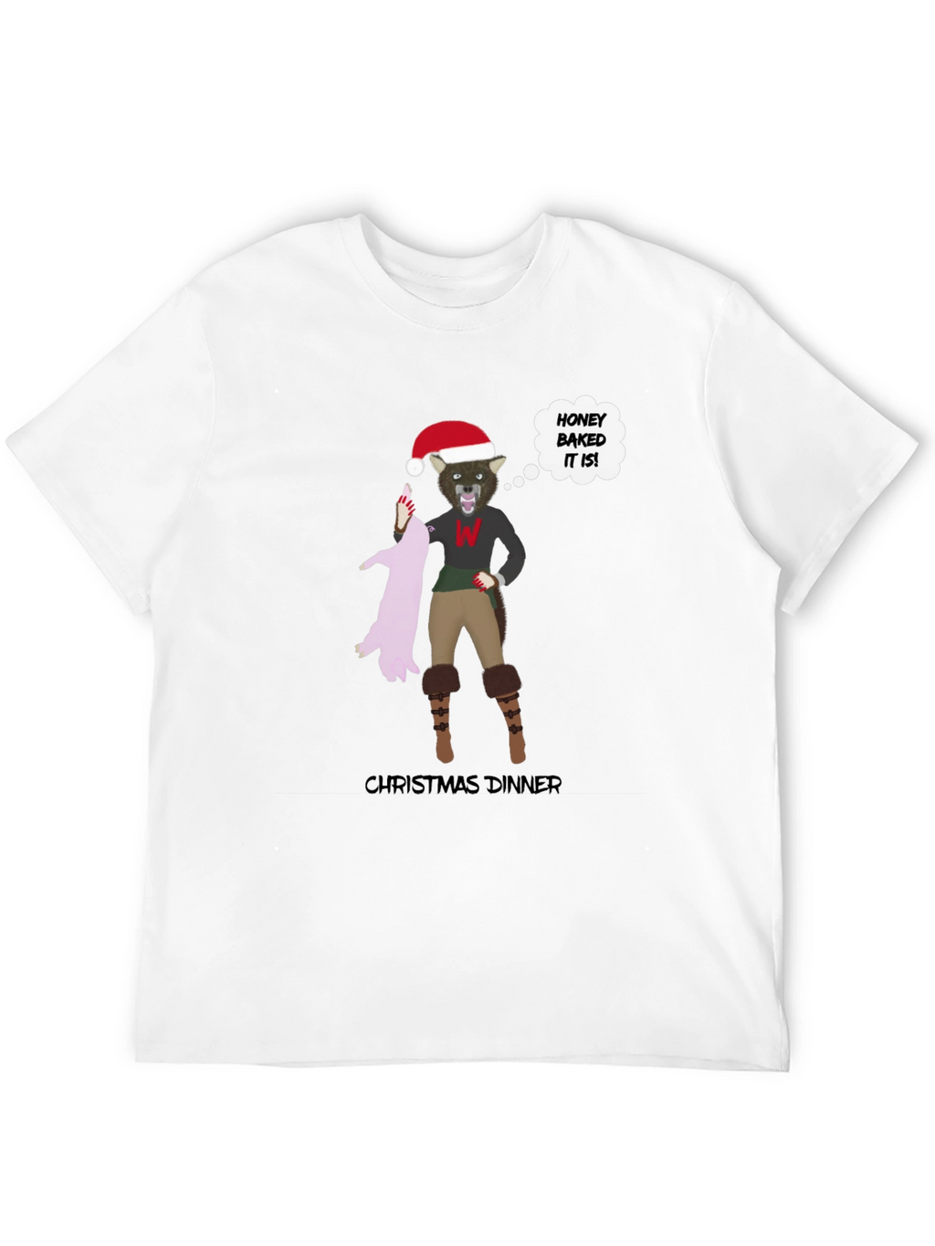 Christmas Dinner Wolf Graphic T-Shirt