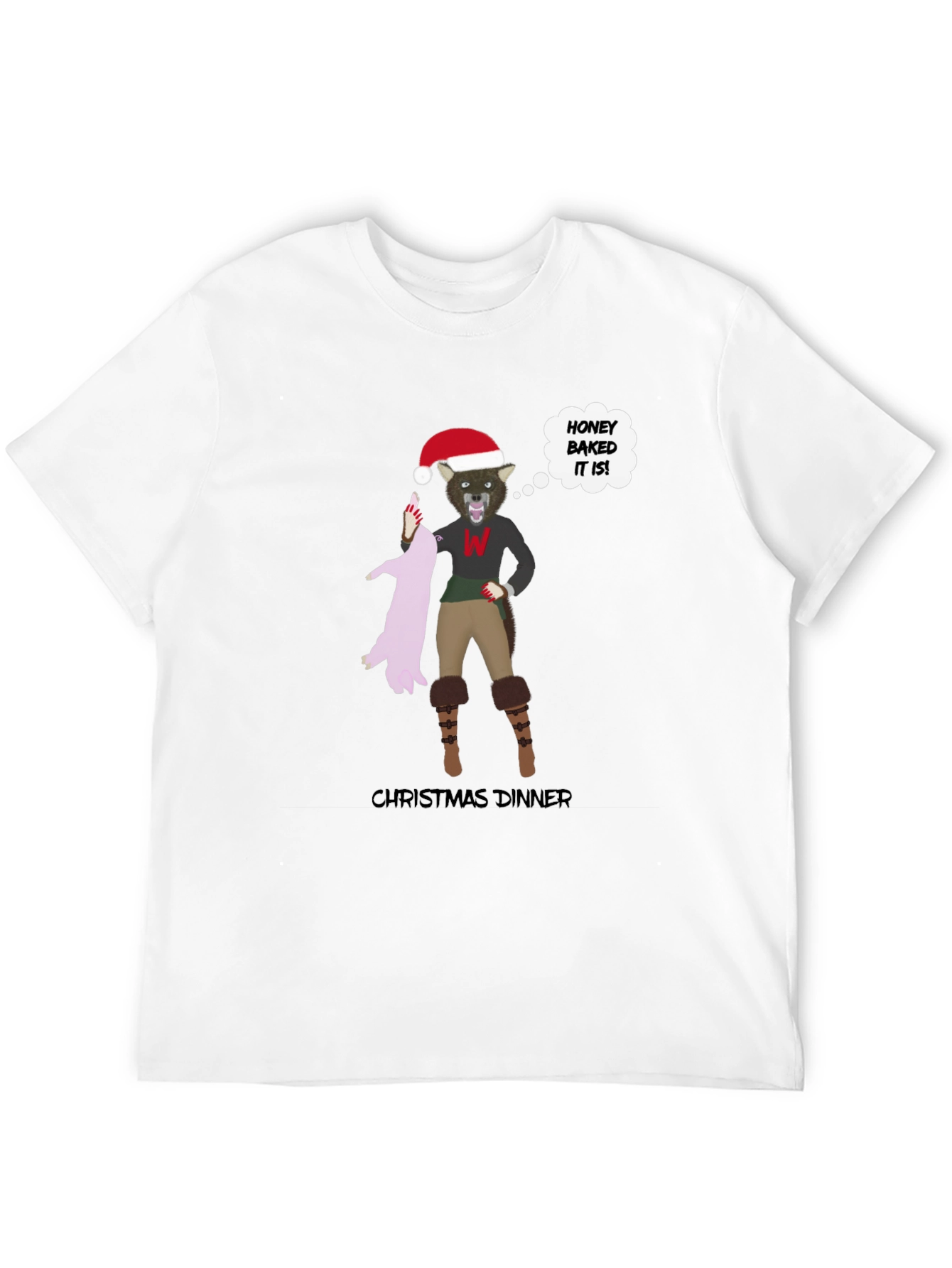 Christmas Dinner Wolf Graphic T-Shirt