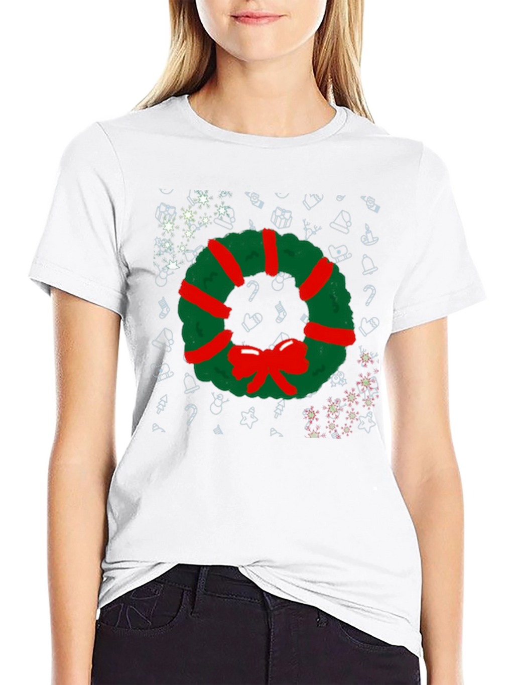 Festive Christmas Wreath Graphic Tee