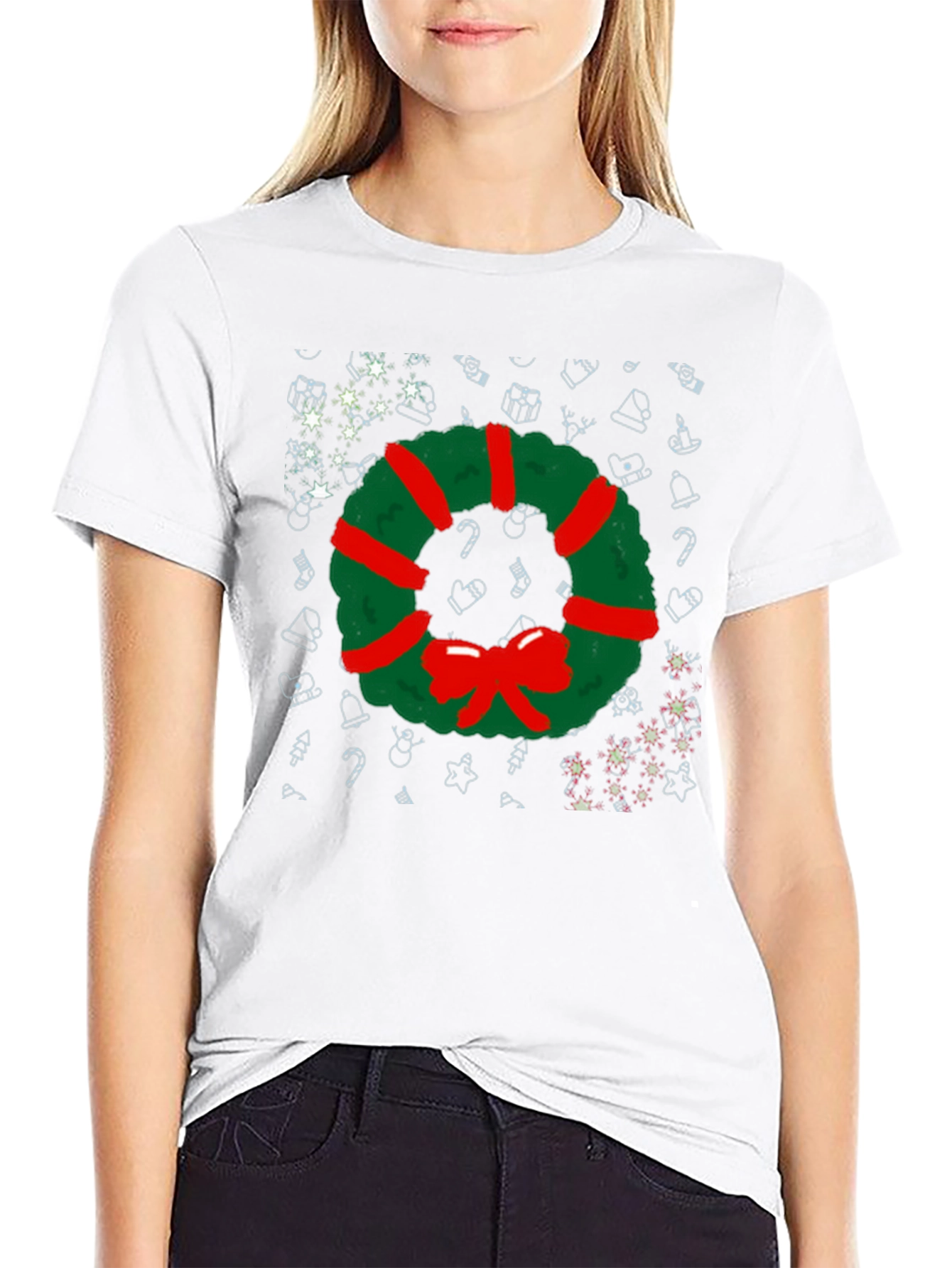 Festive Christmas Wreath Graphic Tee