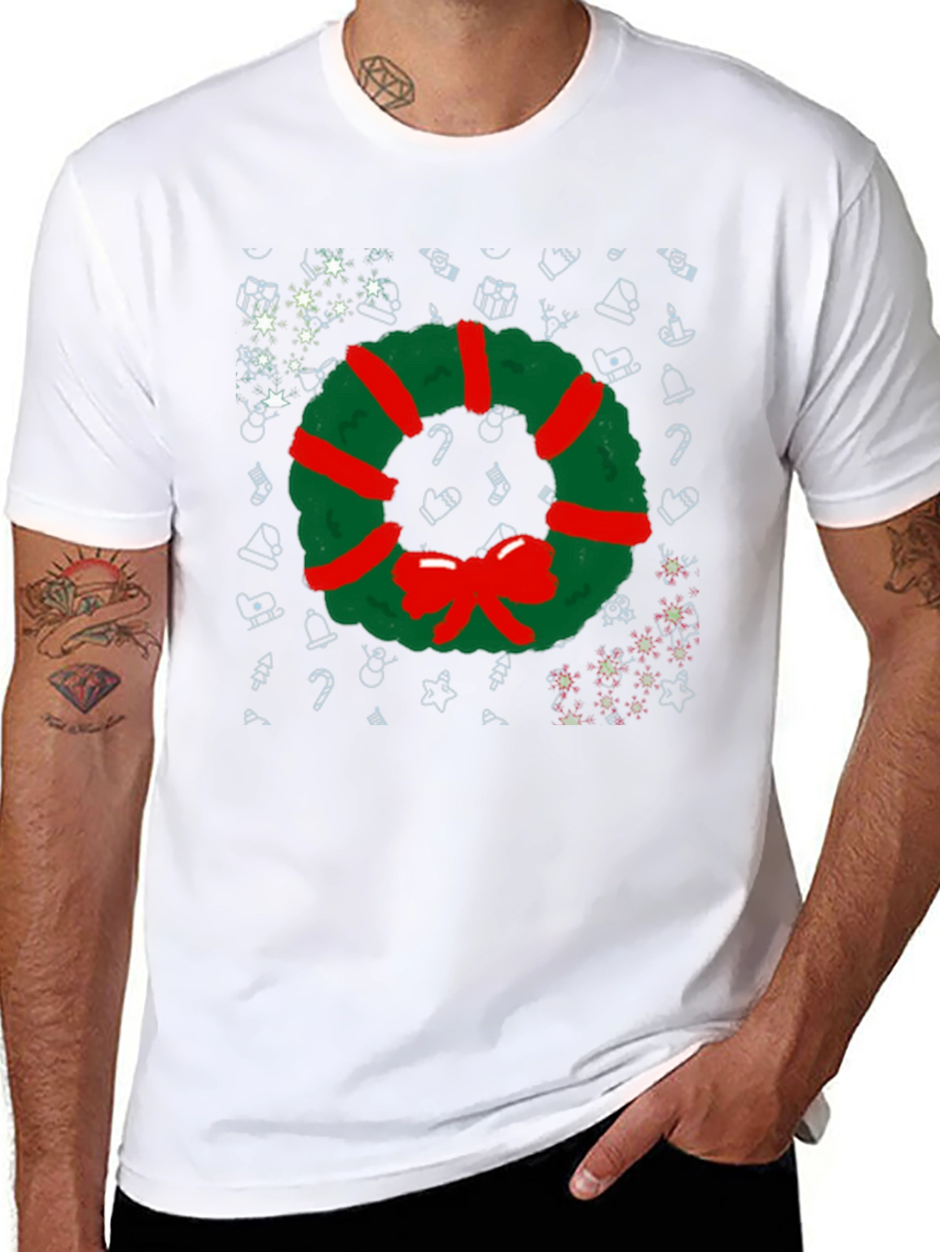 Festive Christmas Wreath Graphic Tee